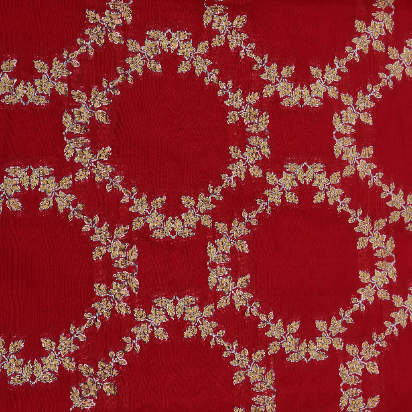 Red Color Katan Meena Brocade Fabric