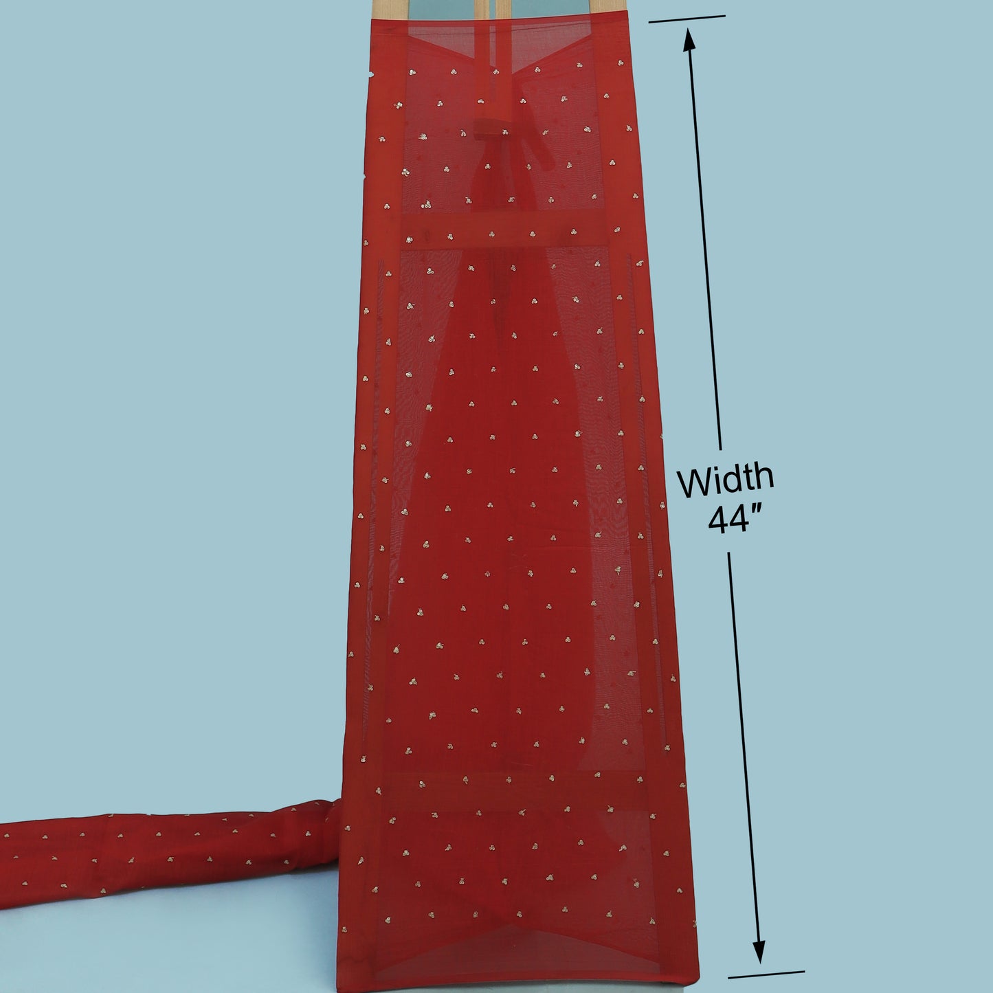 Red Color Chanderi Embroidery Fabric