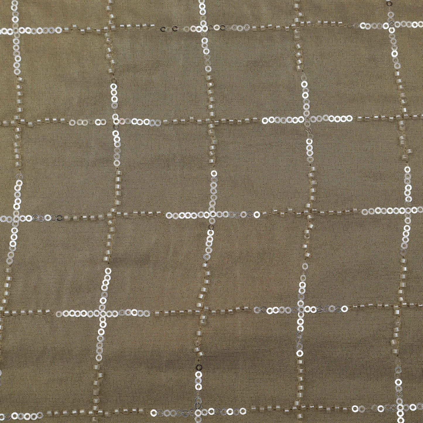 Beige Color Tissue Sequins Embroidery Fabric