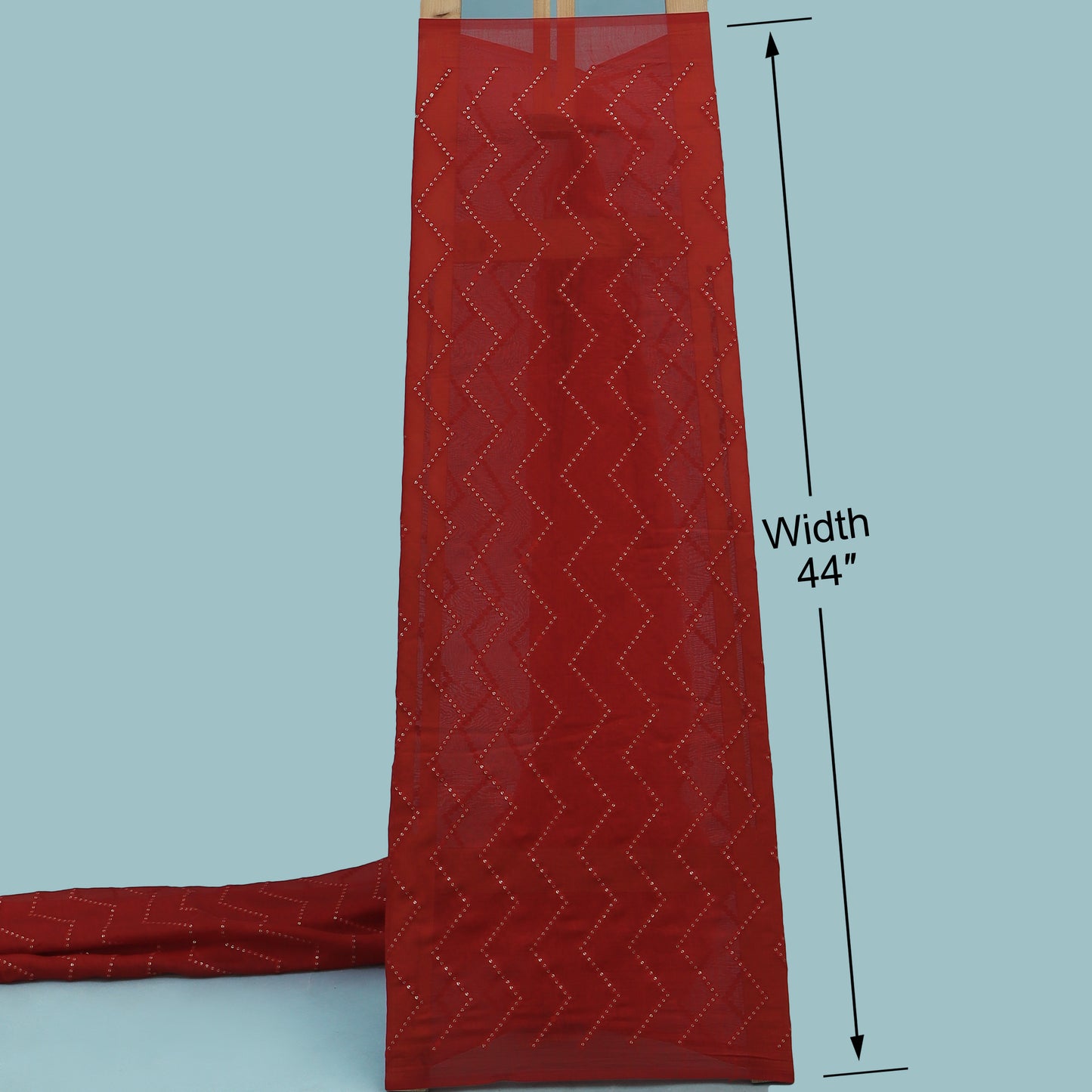 Red Color Chanderi Embroidery Fabric