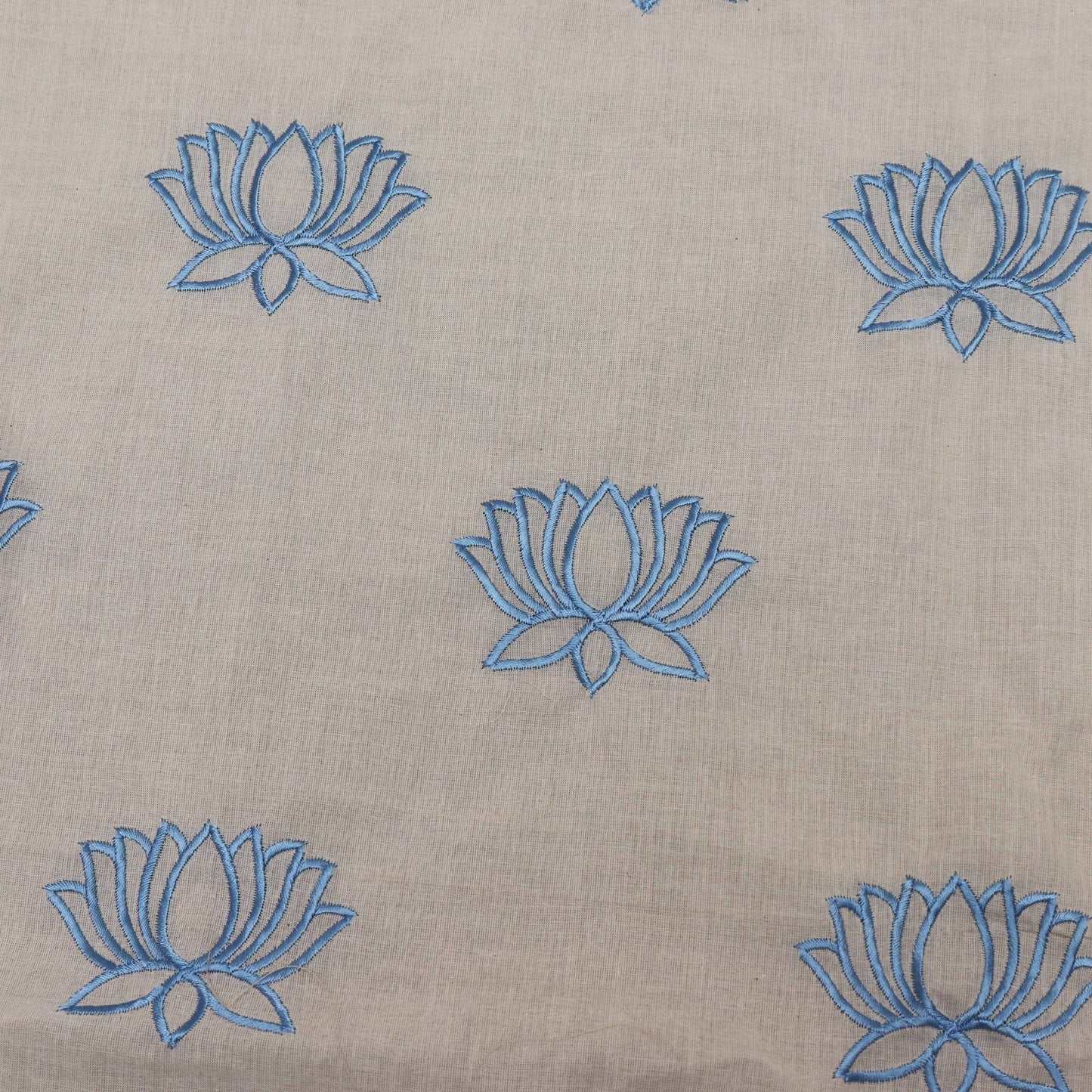 Off White Color Kora Cotton Embroidery Fabric