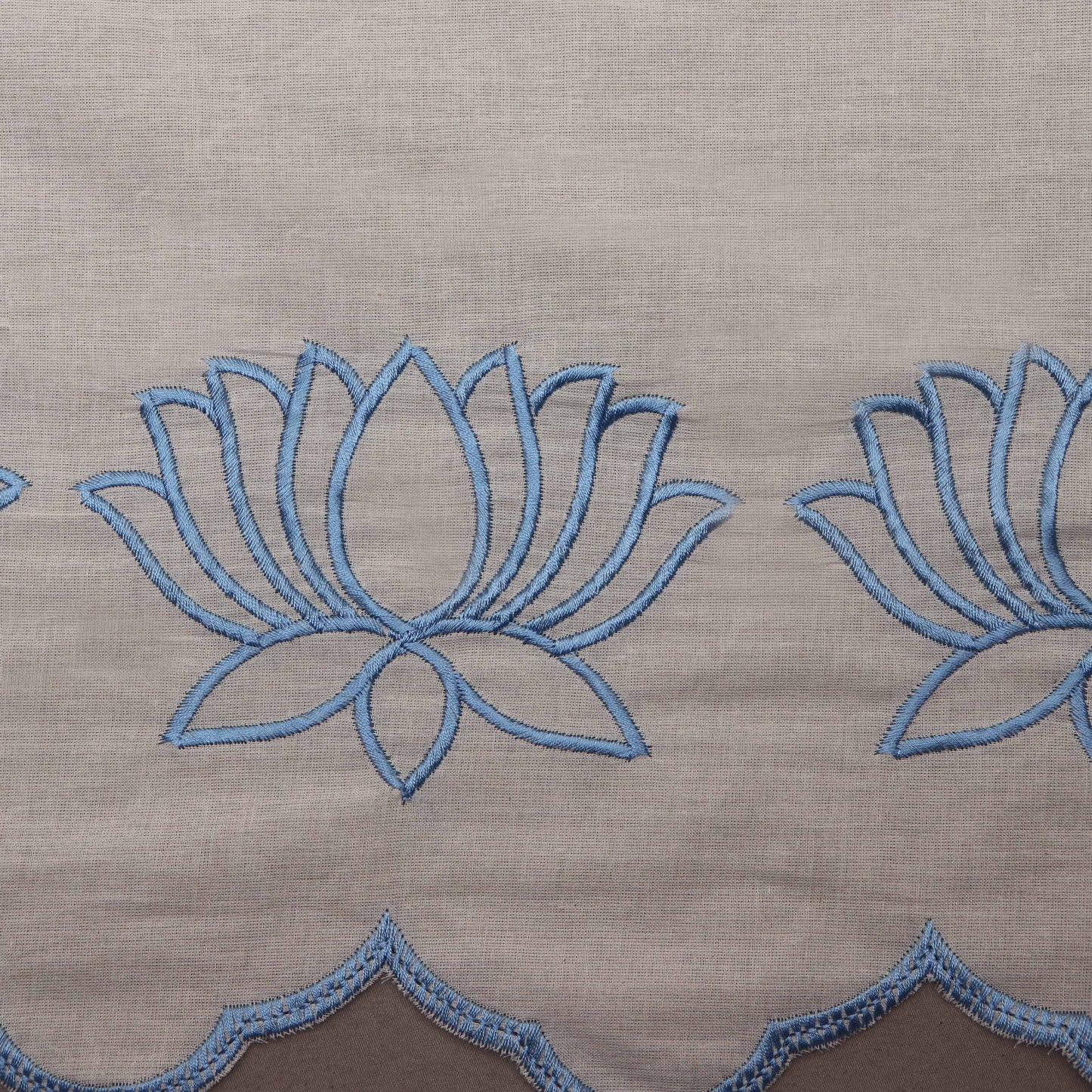 Off White Color Kora Cotton Embroidery Fabric