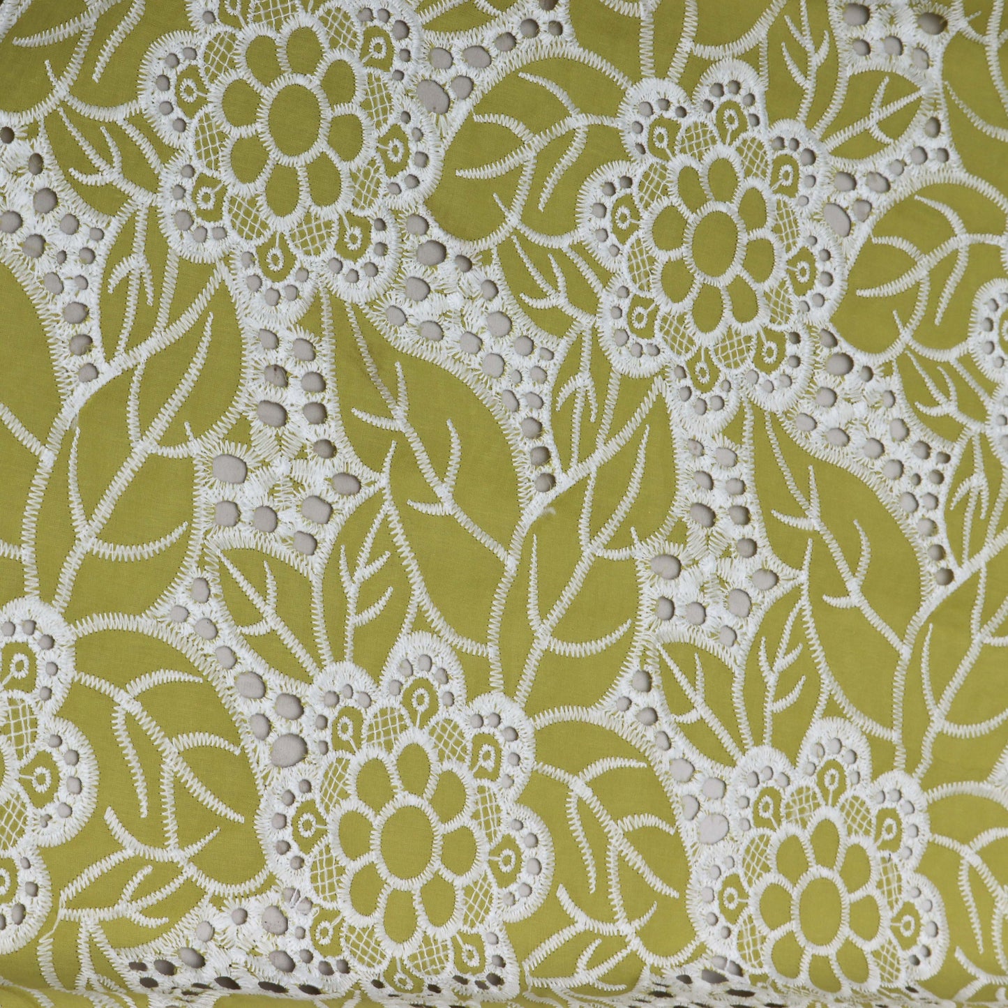 Mehndi Green Color Cotton Chikan Embroidery Fabric