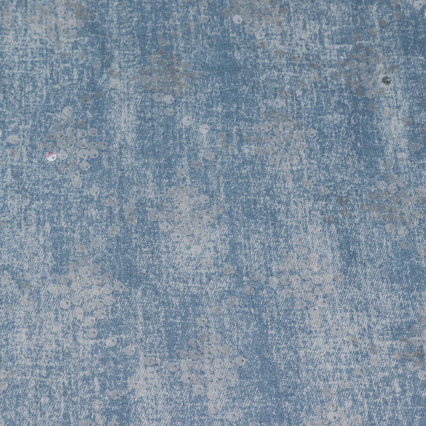 Sky Blue Color Denim Sequence Embroidery Fabric