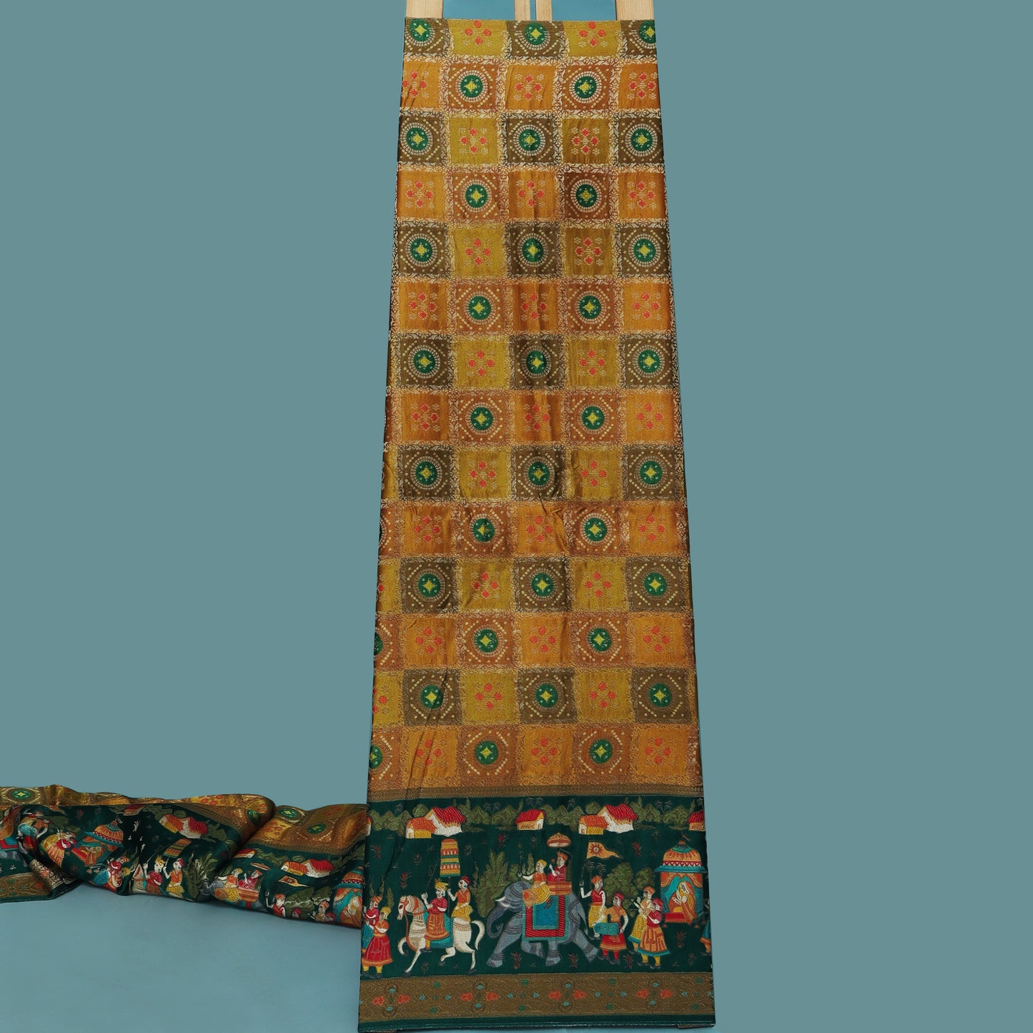 Multi Color Dola Silk Jaquard Fabric