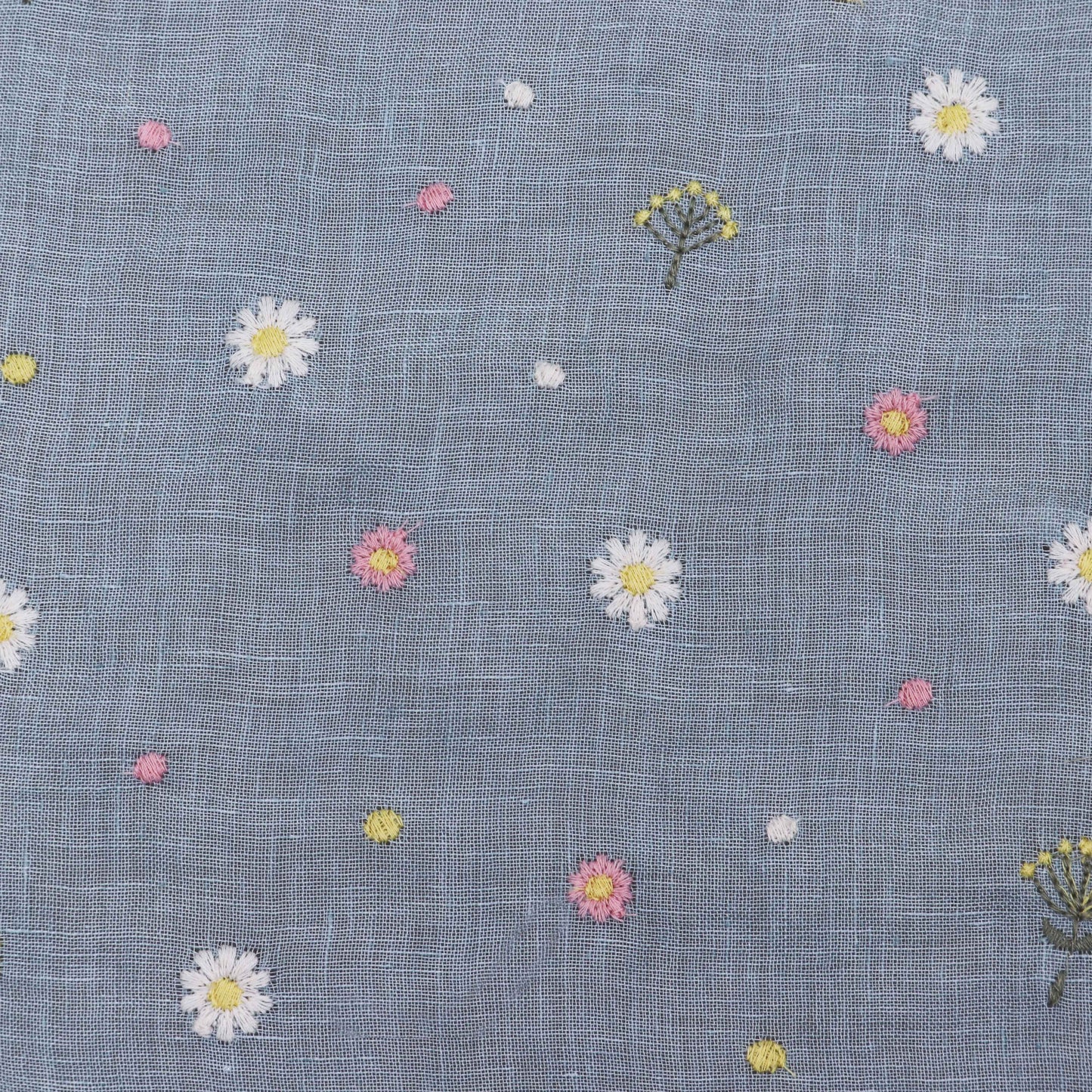 Sea Green Color Linen Booti Fabric