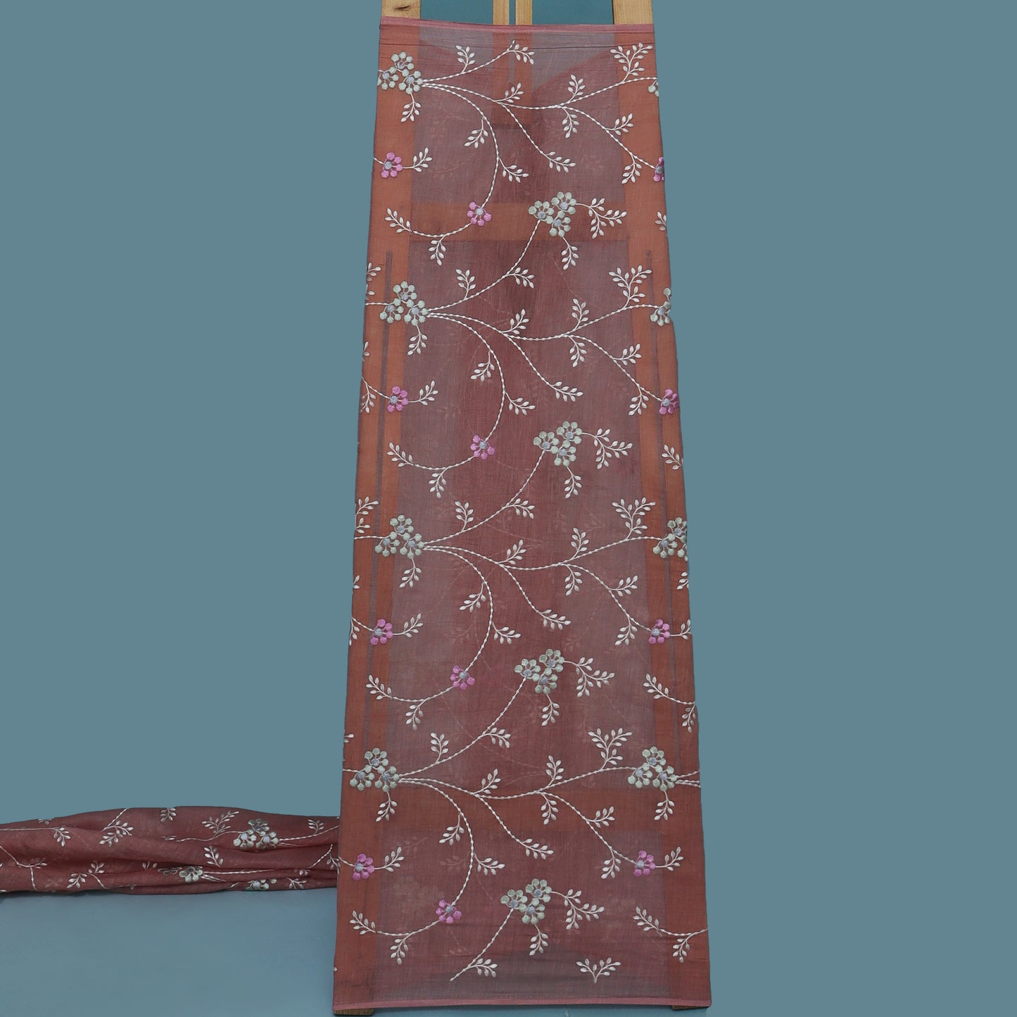 Gajri Color Chanderi Embroidery Fabric