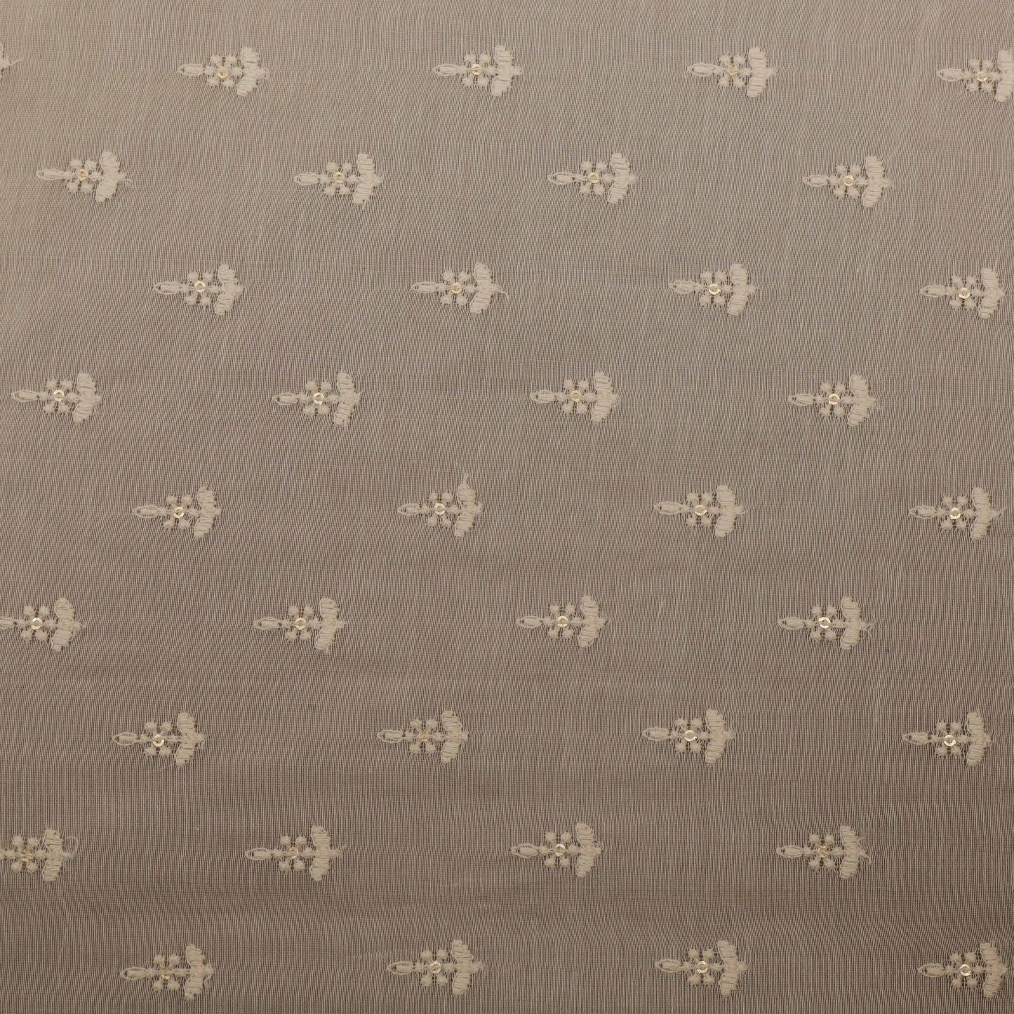 Off White Chanderi Embroidery Fabric