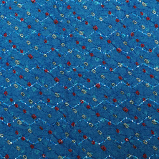 Multi-Color MulMul silk Print Embroidery Fabric (Cut Pieces 2Mtr)