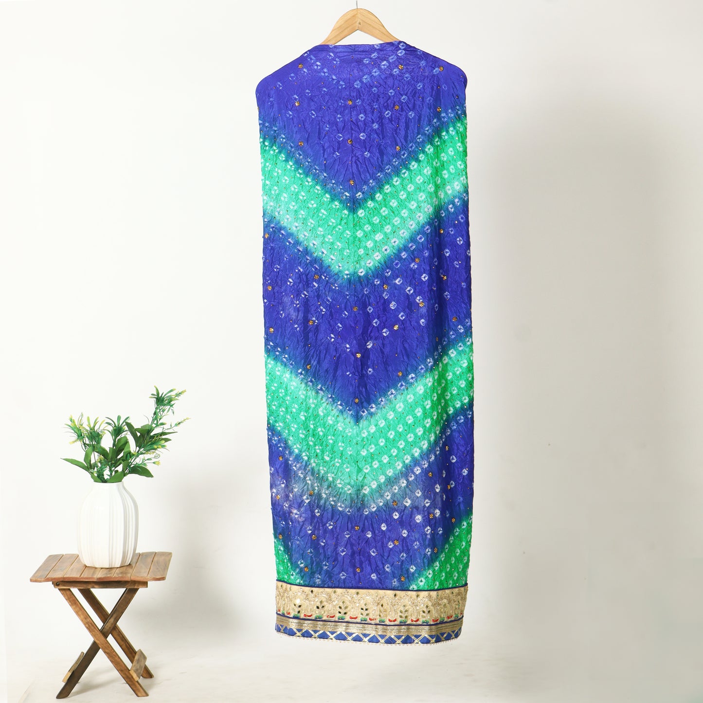 Royal Blue & Mint Green Two-Tone Unstitched Cotton Suit