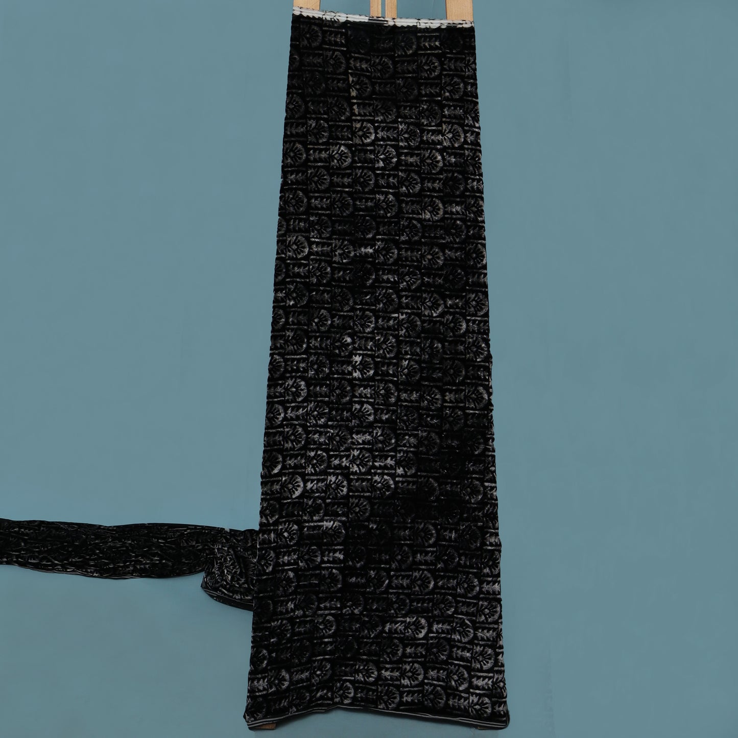 Black Color Velvet Print Fabric