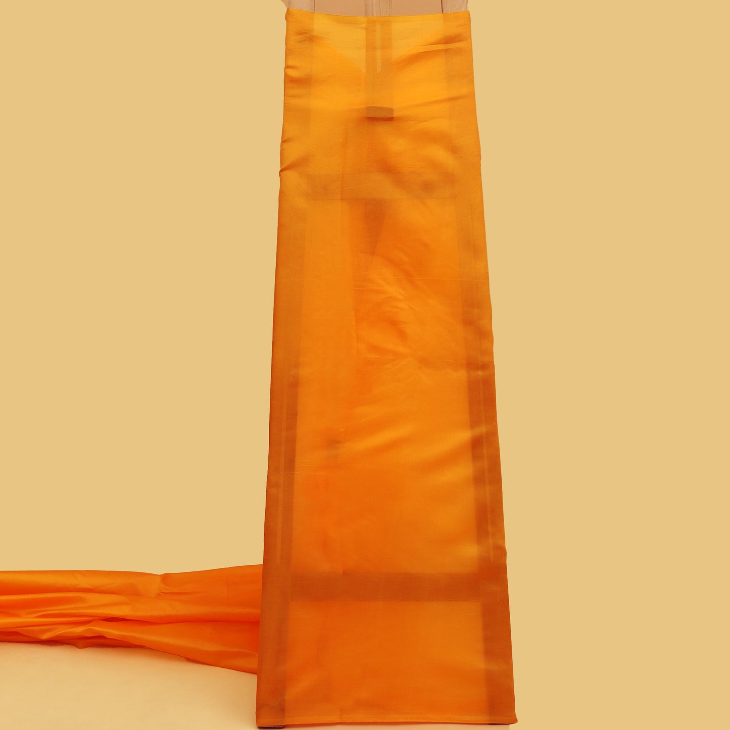 Orange Color Kora Silk Plain Fabric