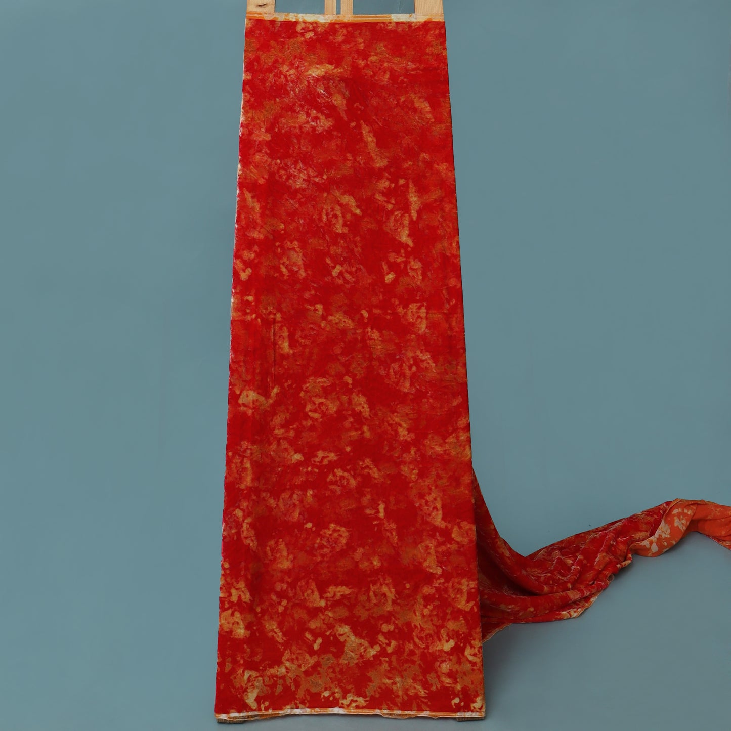 Orange Color Silk Velvet Print Fabric