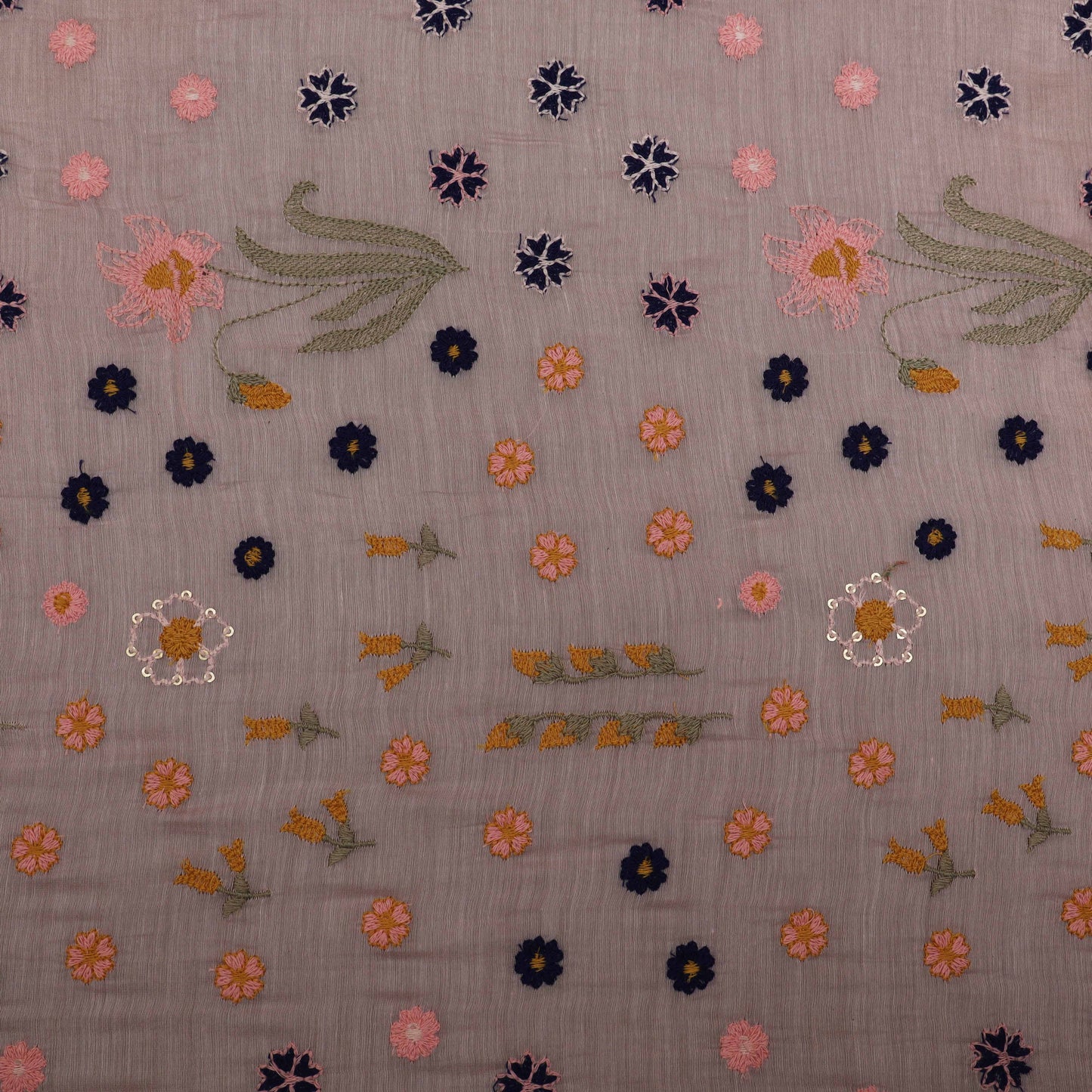 Peach Color Chanderi Booti Fabric