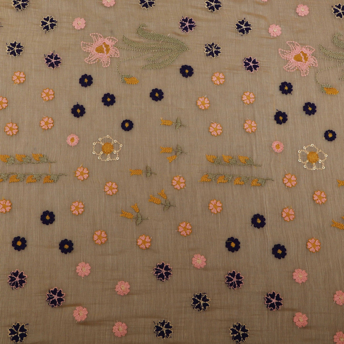 Beidge Color Chanderi Booti Fabric