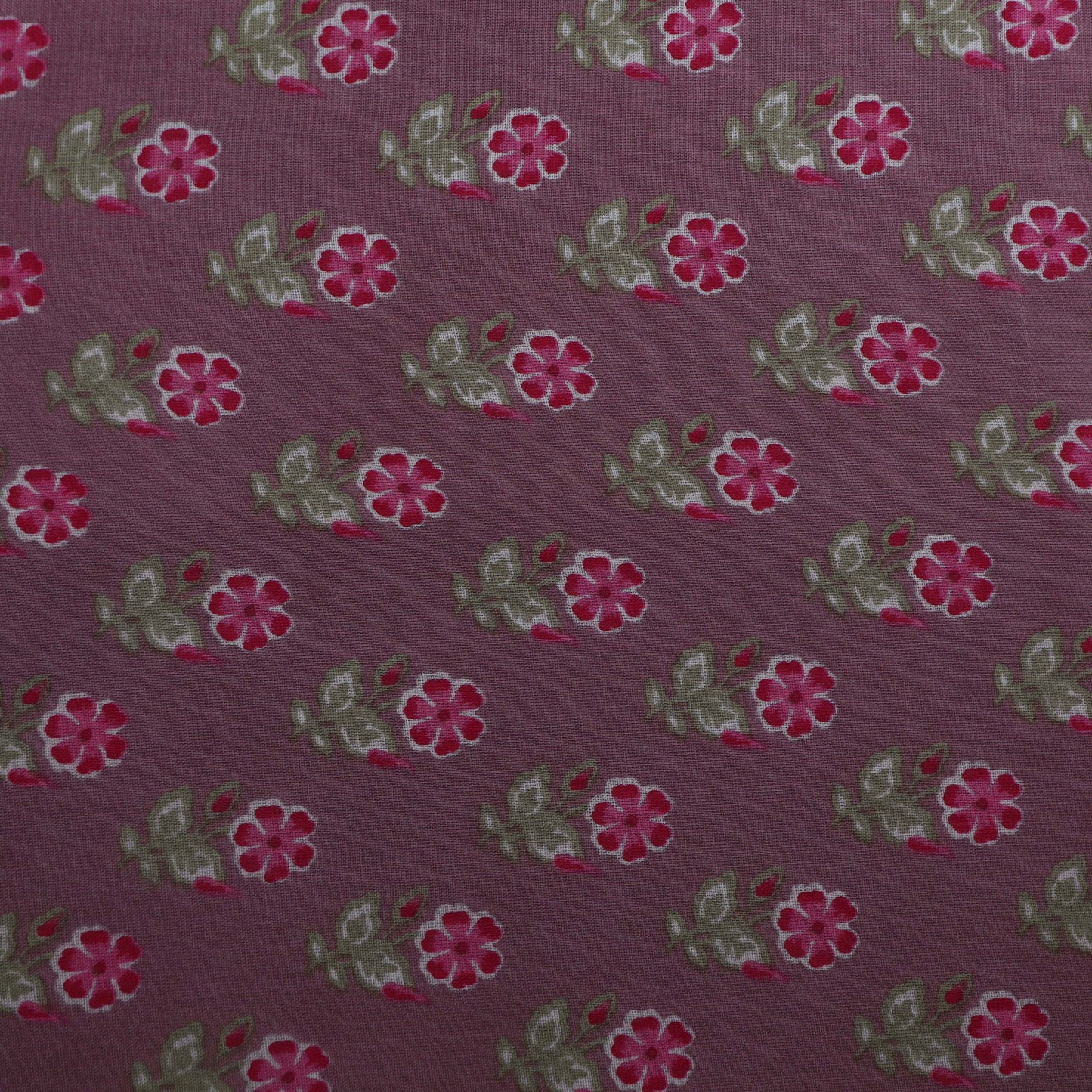 Mauve Taupe Color Mulmul Print Fabric