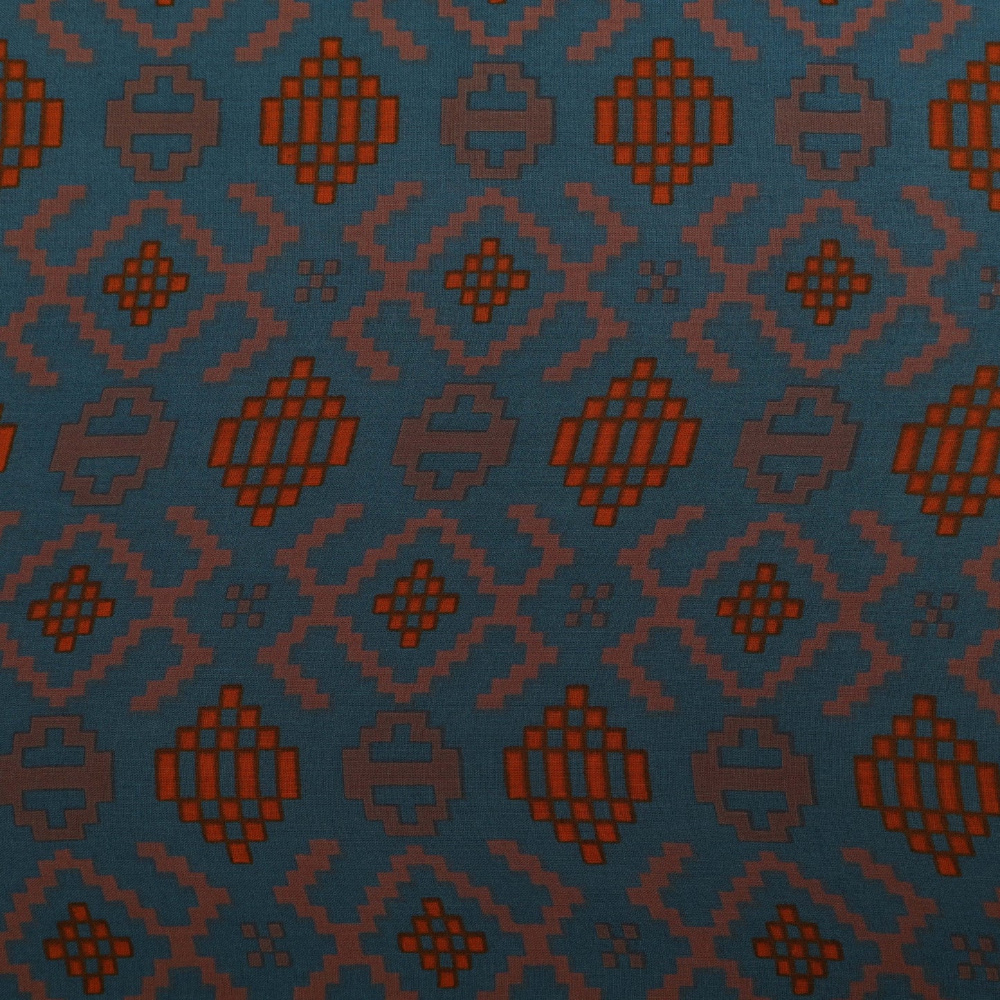 Teal Blue Color Mulmul Print Fabric