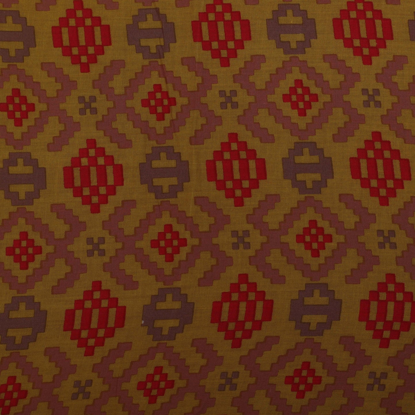 Dark Orange Color Mulmul Print Fabric