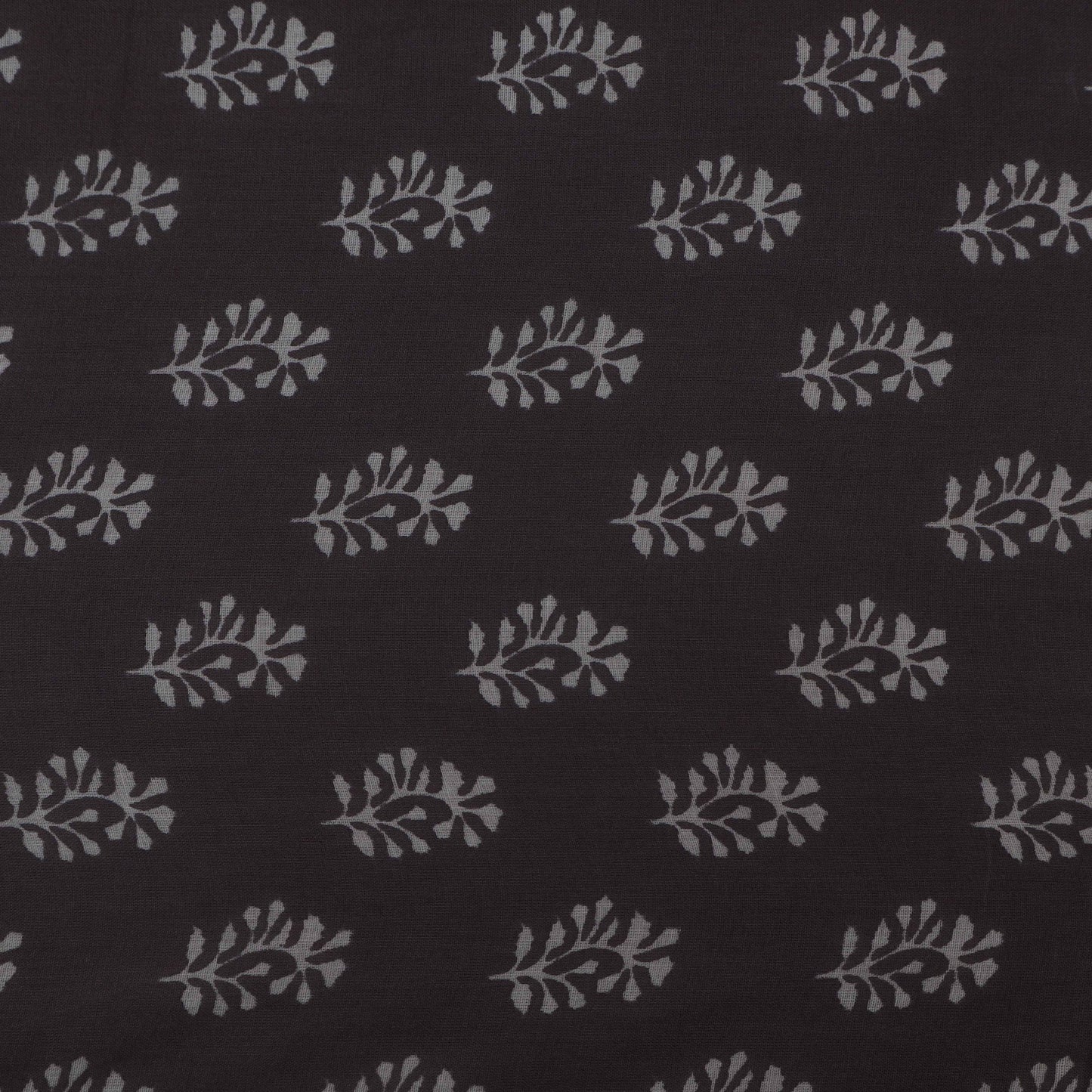 Graphite Grey Color Mulmul Print Fabric