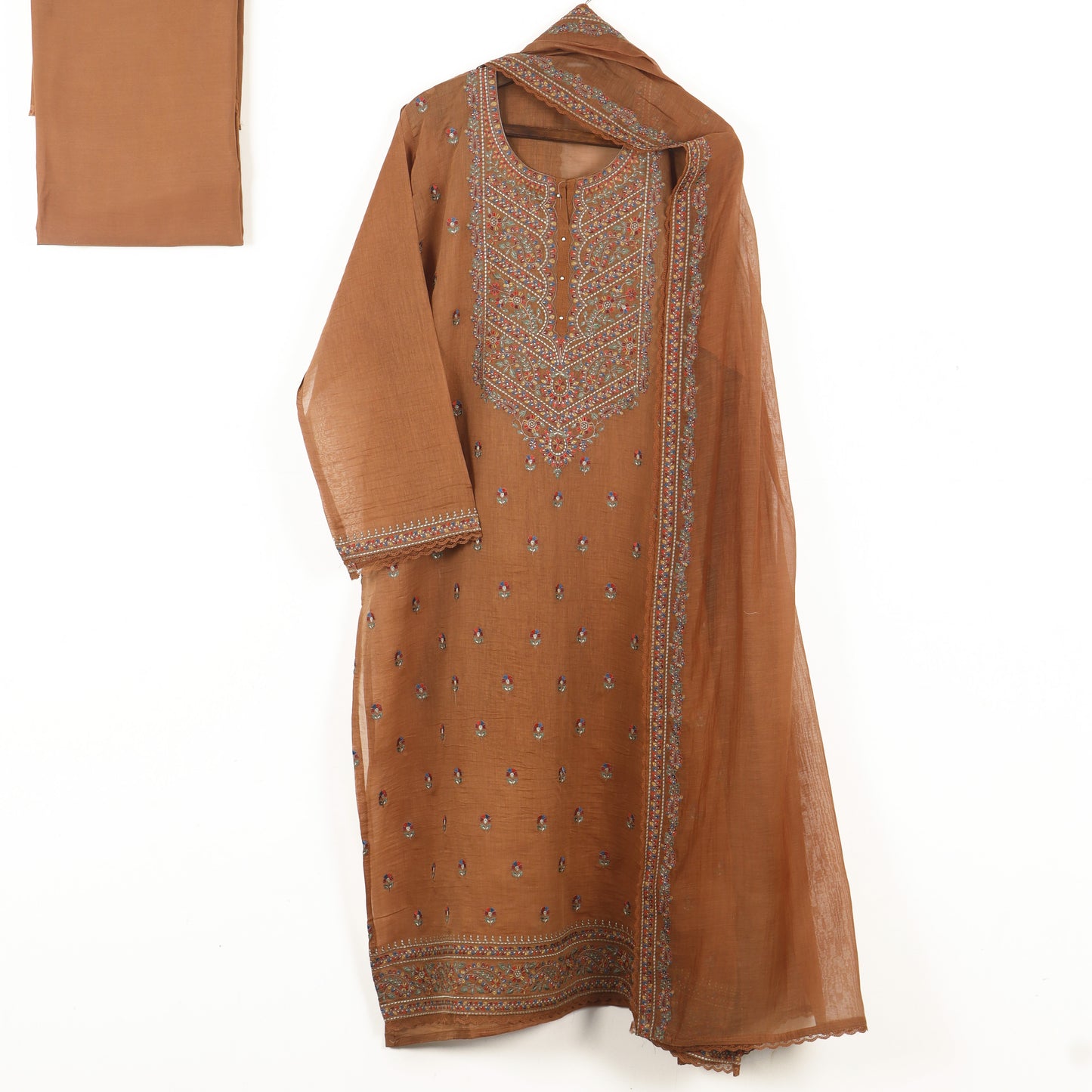 Semi Stitched Chanderi Suit