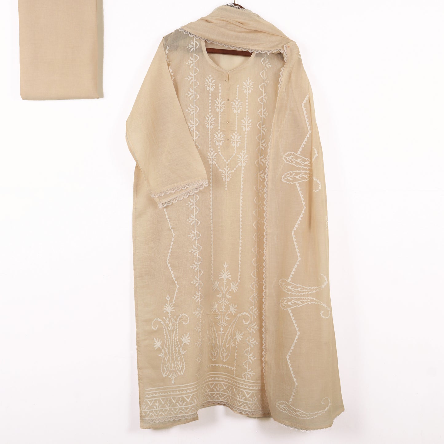 Semi Stitched Chanderi Suit