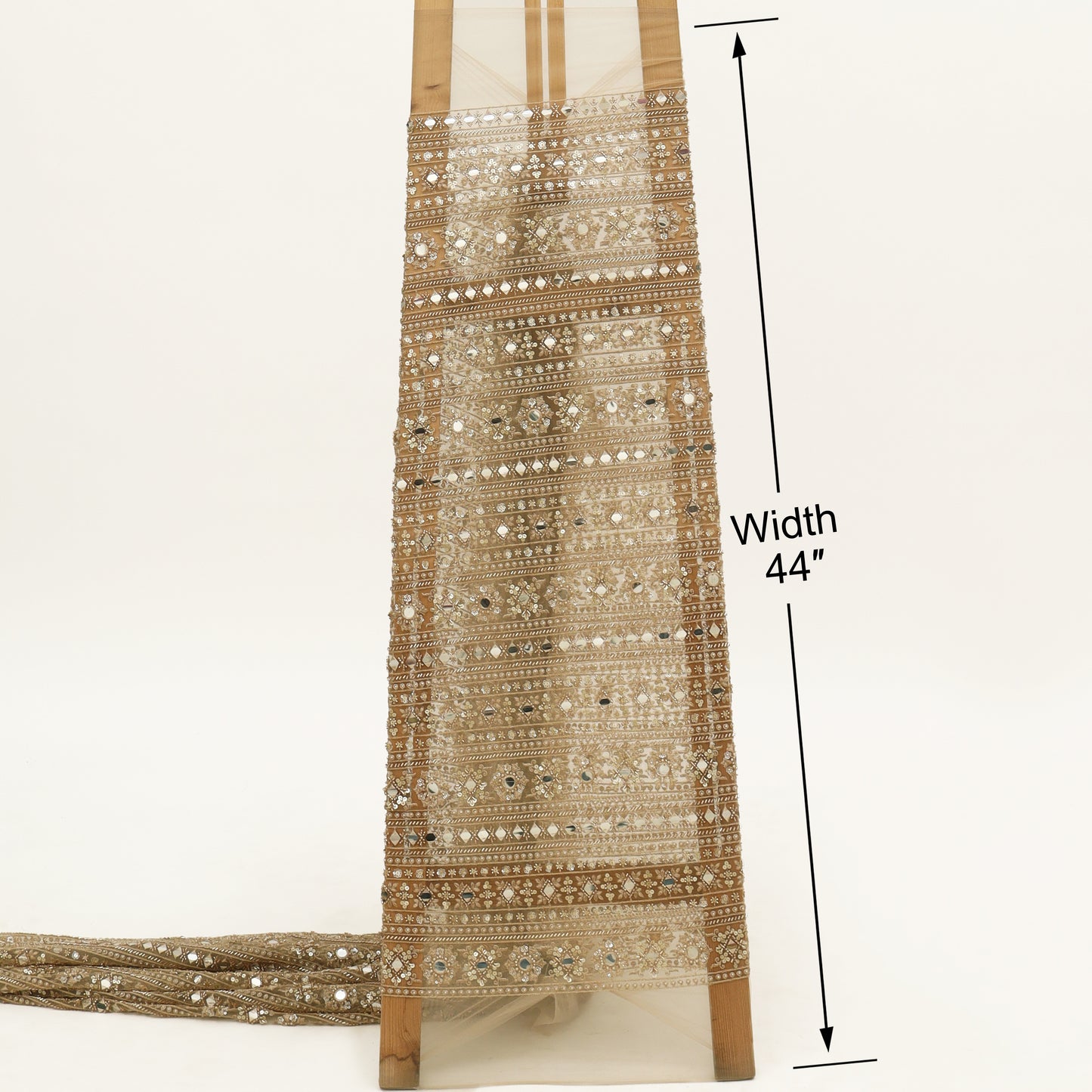 Gold Sequins Mirror Work Net Embroidery