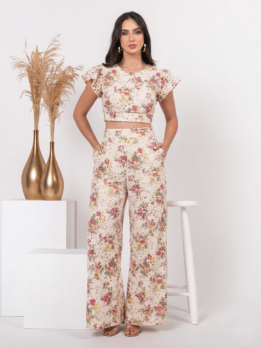 Cotton Chikan Print Embroidery Fabric