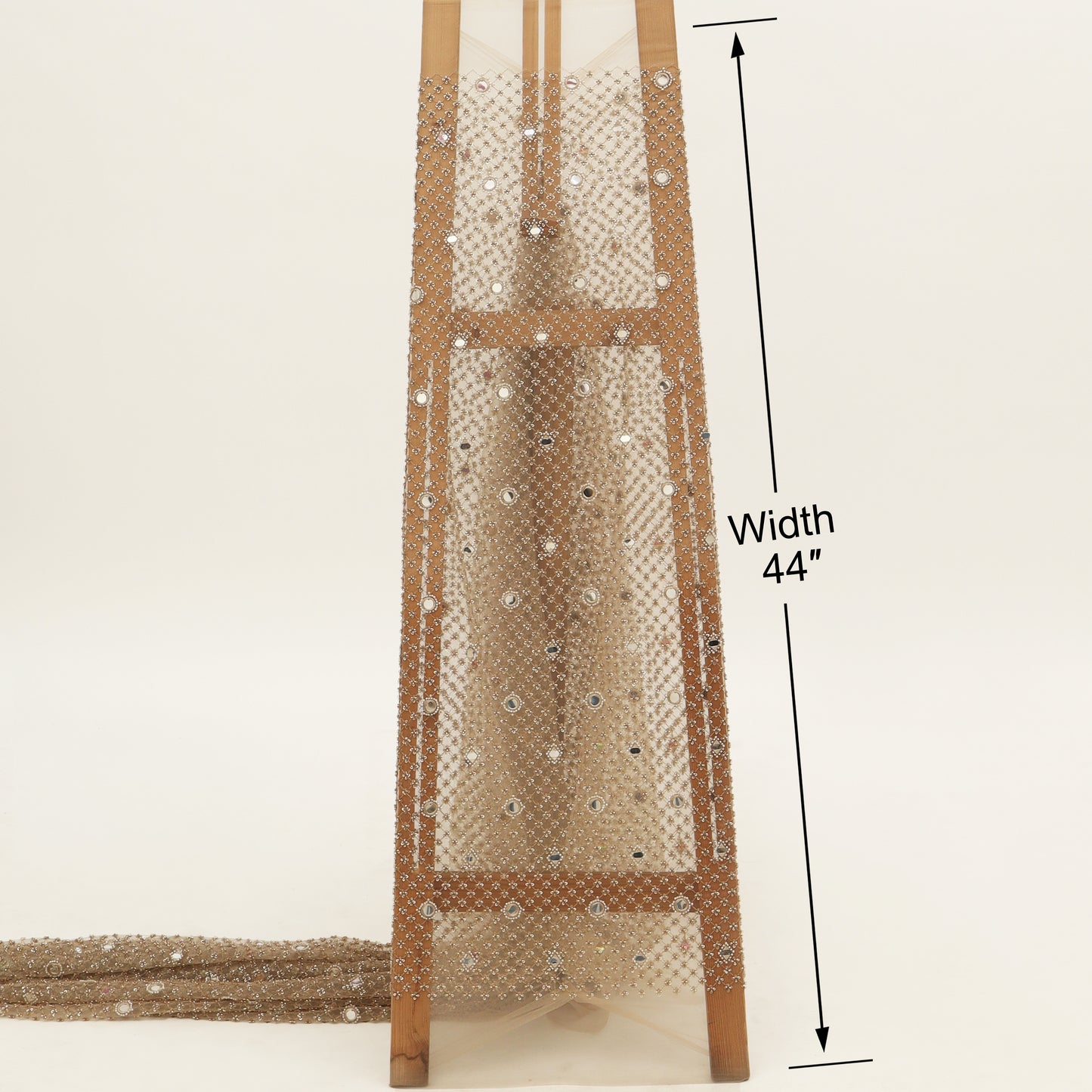 Golden Mirror Net Sequins Embroidery