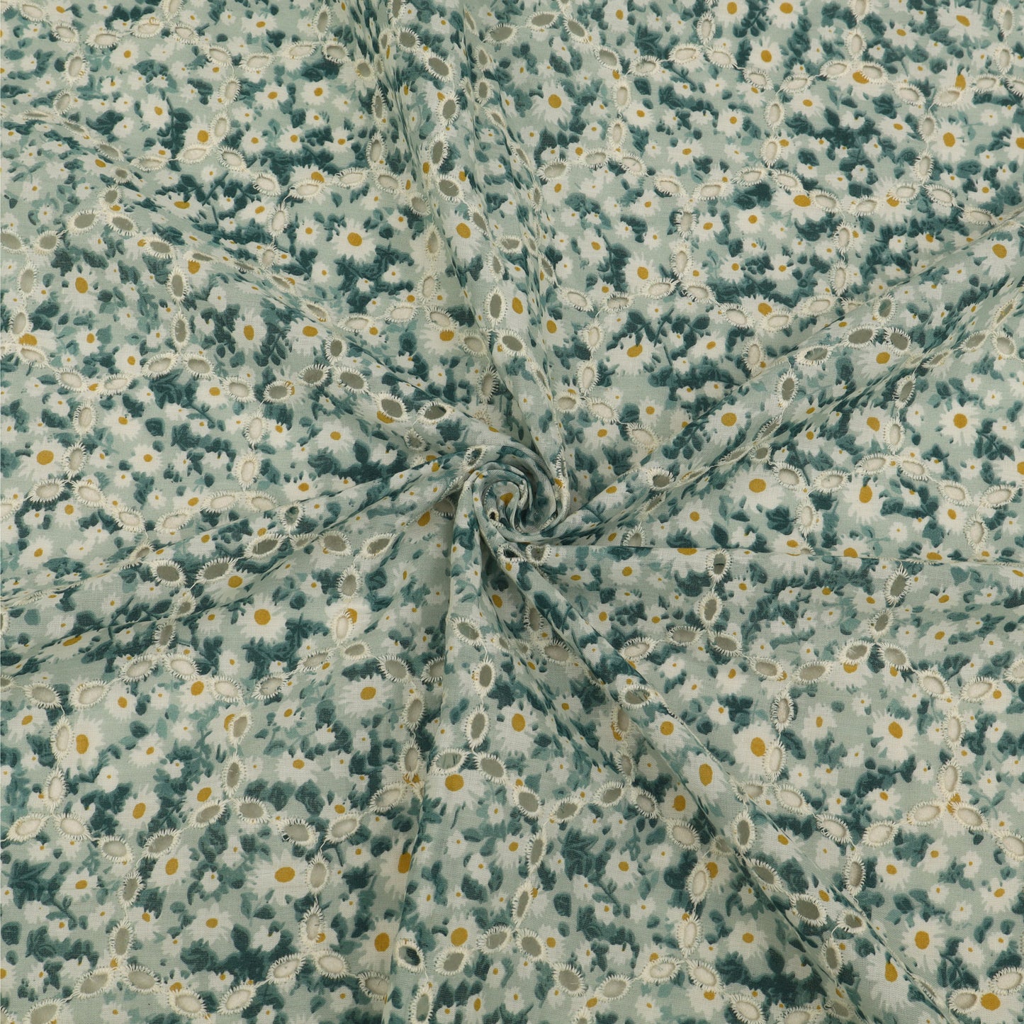 Cotton Chikan Print Embroidery Fabric