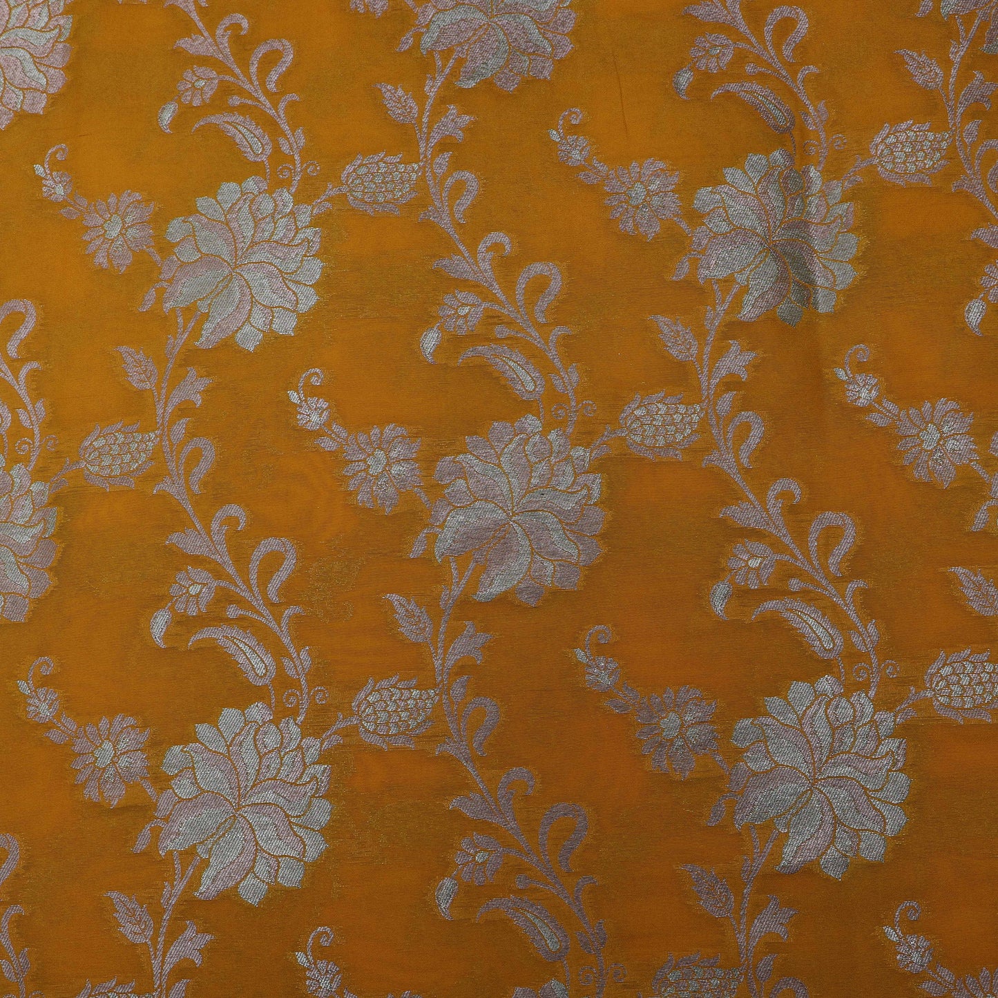 Mustard Color Silk Brocade Fabric