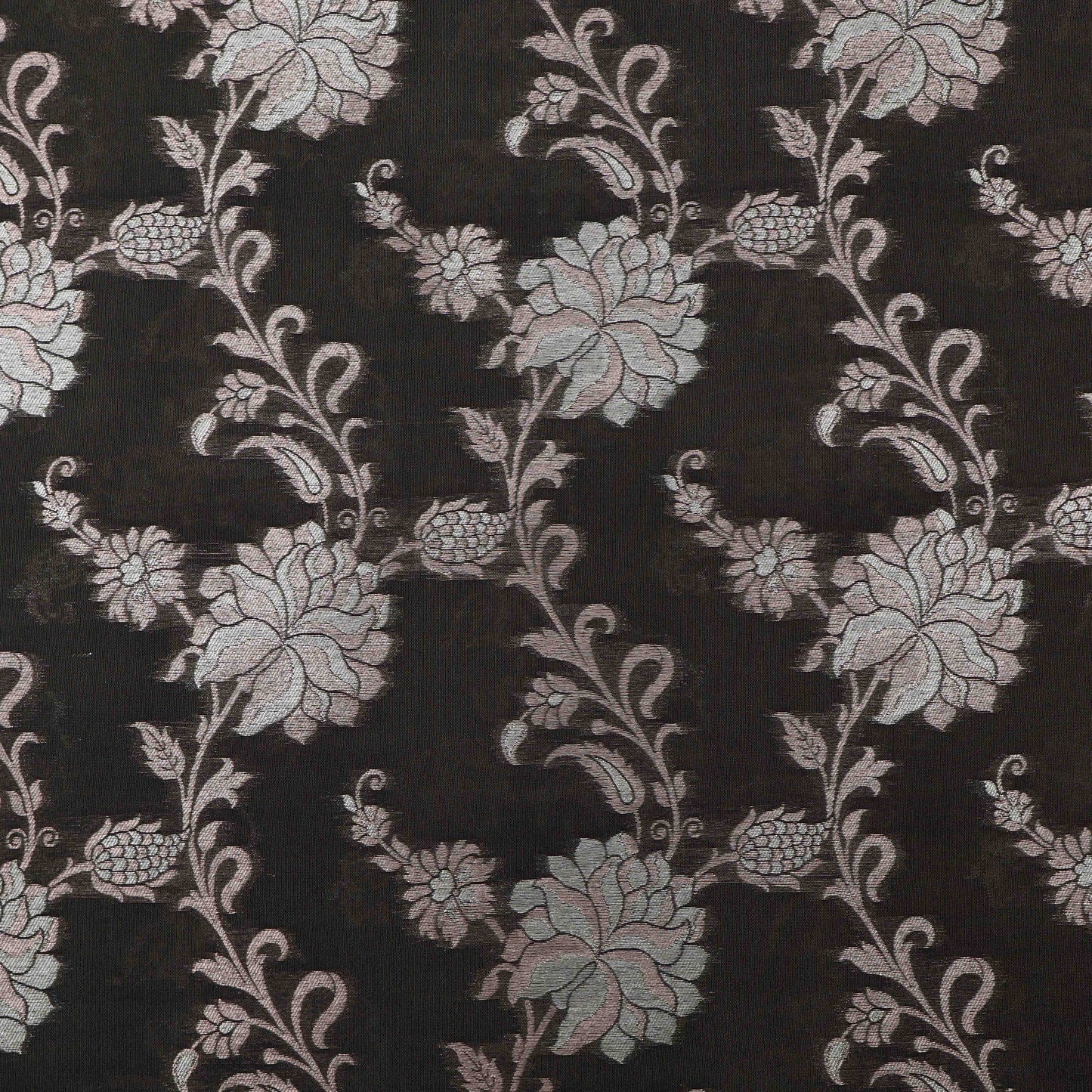 Grey Color Silk Brocade Fabric