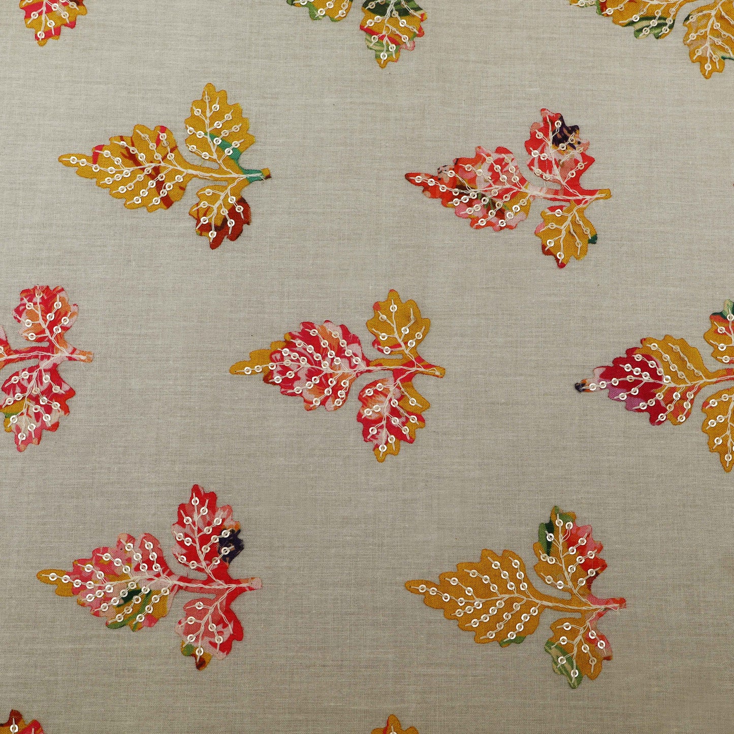 Colored Color Mulmul Embroidery Fabric