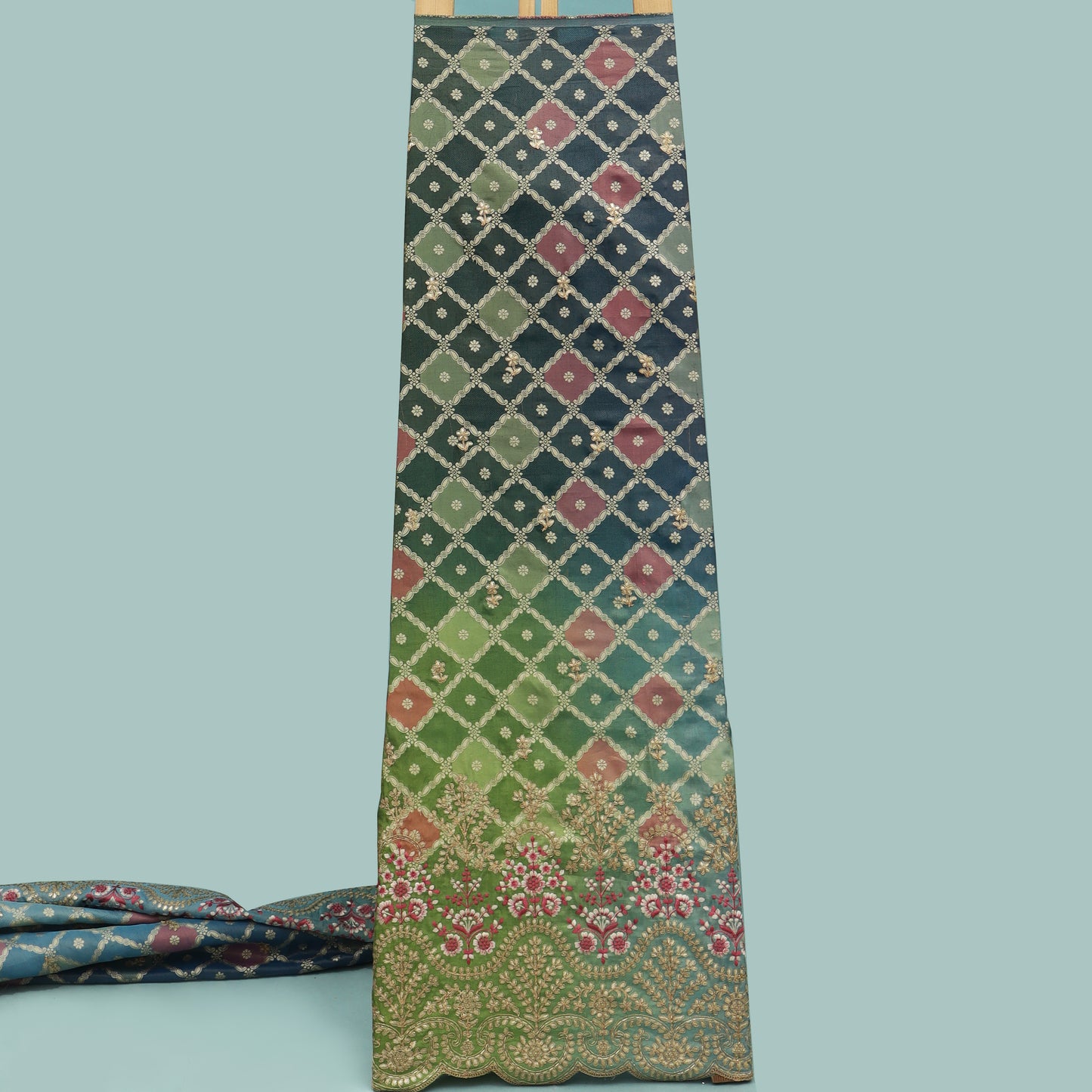 Shaded Tissue Zari Embroidery Fabric