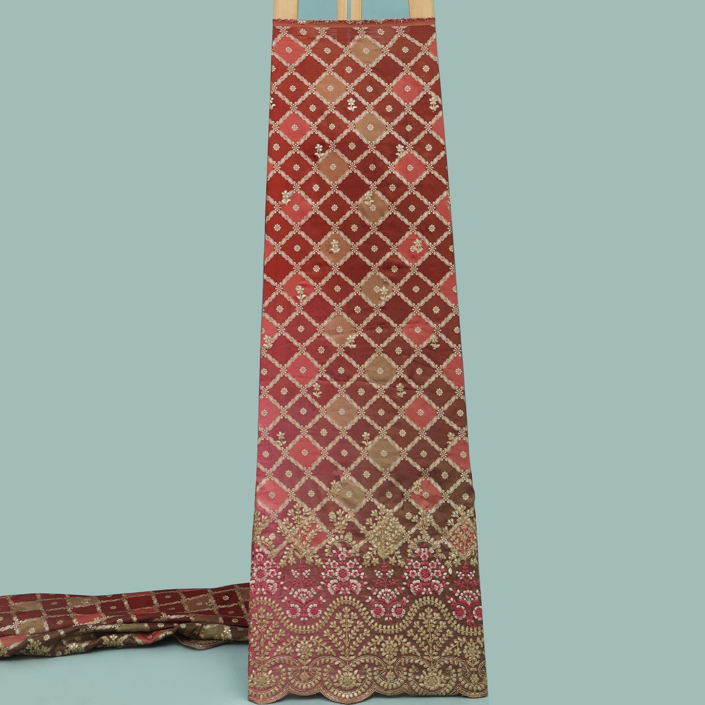 Shaded Tissue Zari Embroidery Fabric