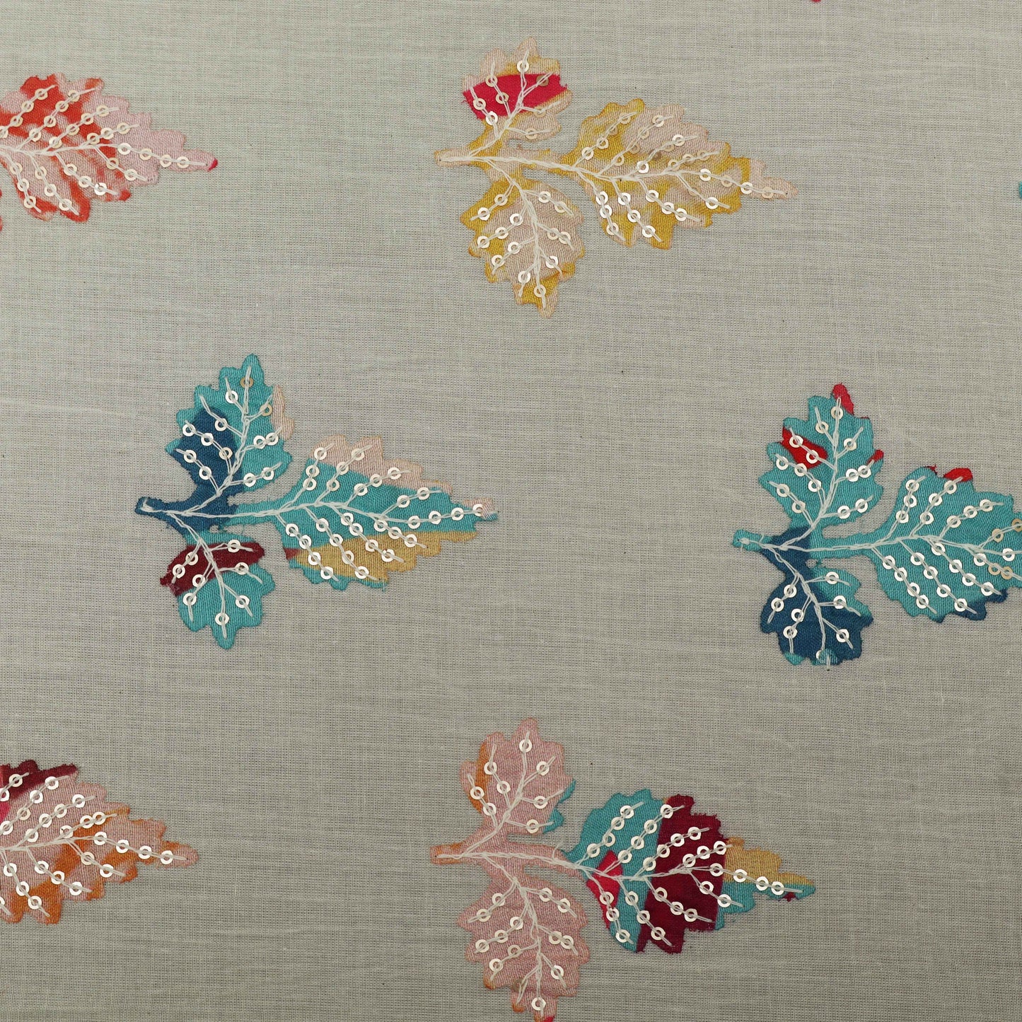 Colored Color Mulmul Embroidery Fabric