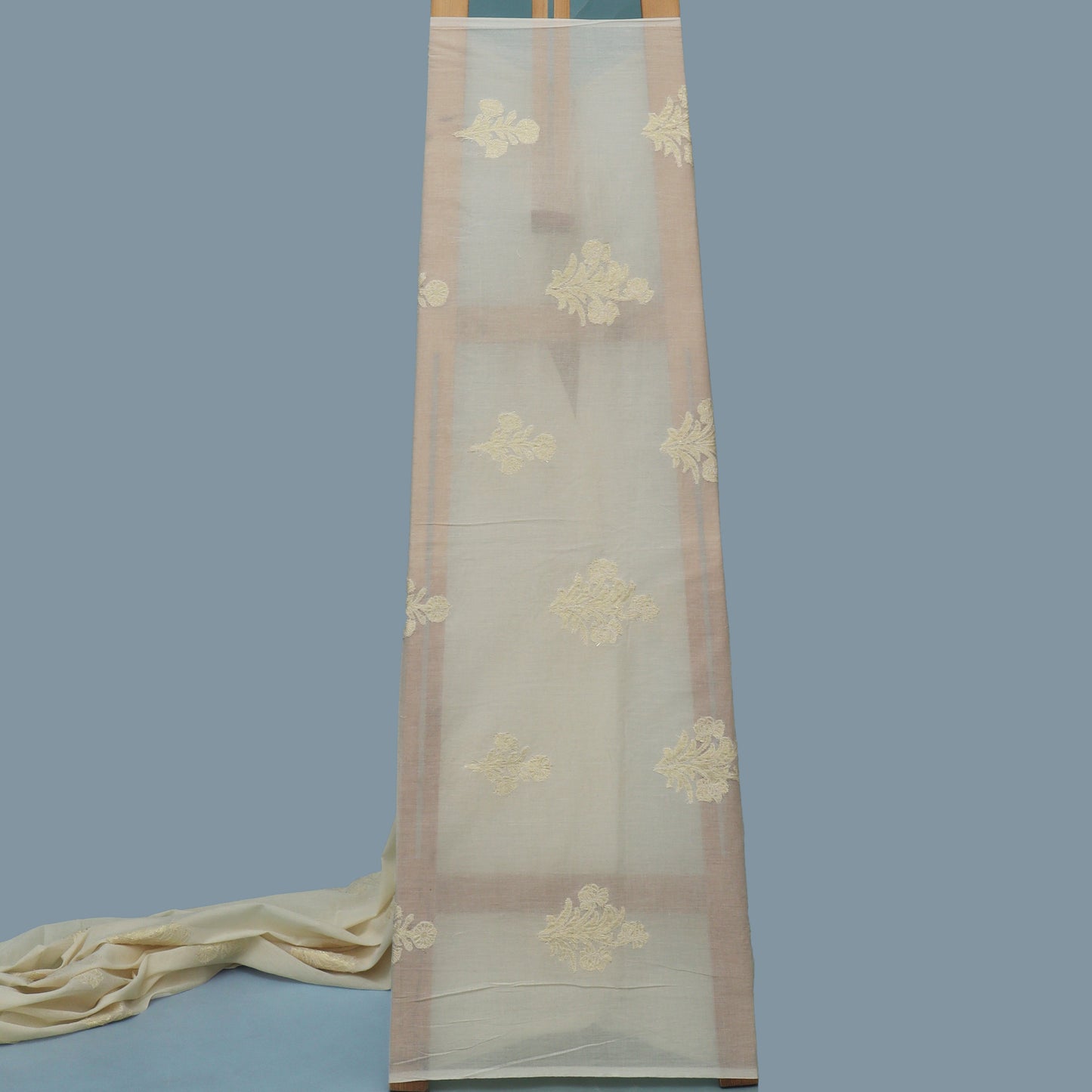 Cream Color Cotton Tissue Embroidery Fabric