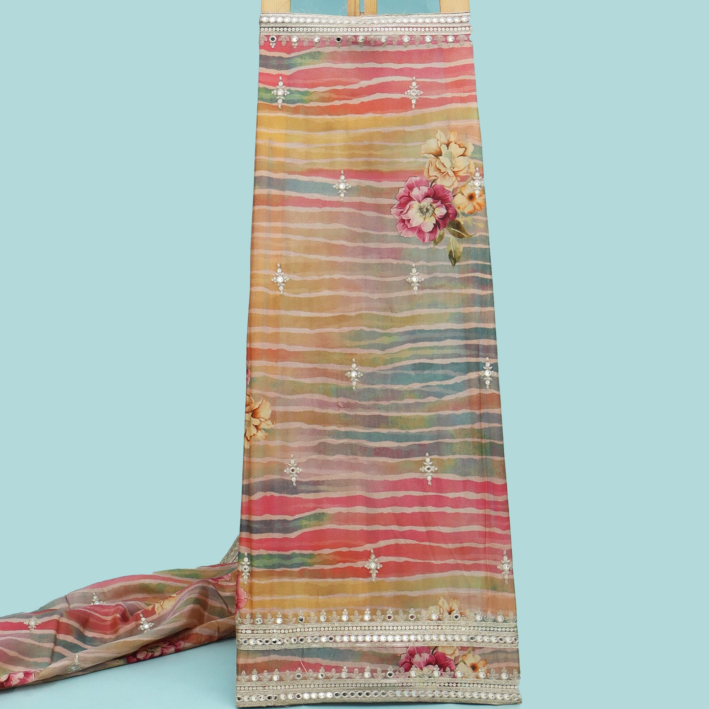 Multicolor Tissue Print Embroidery Fabric