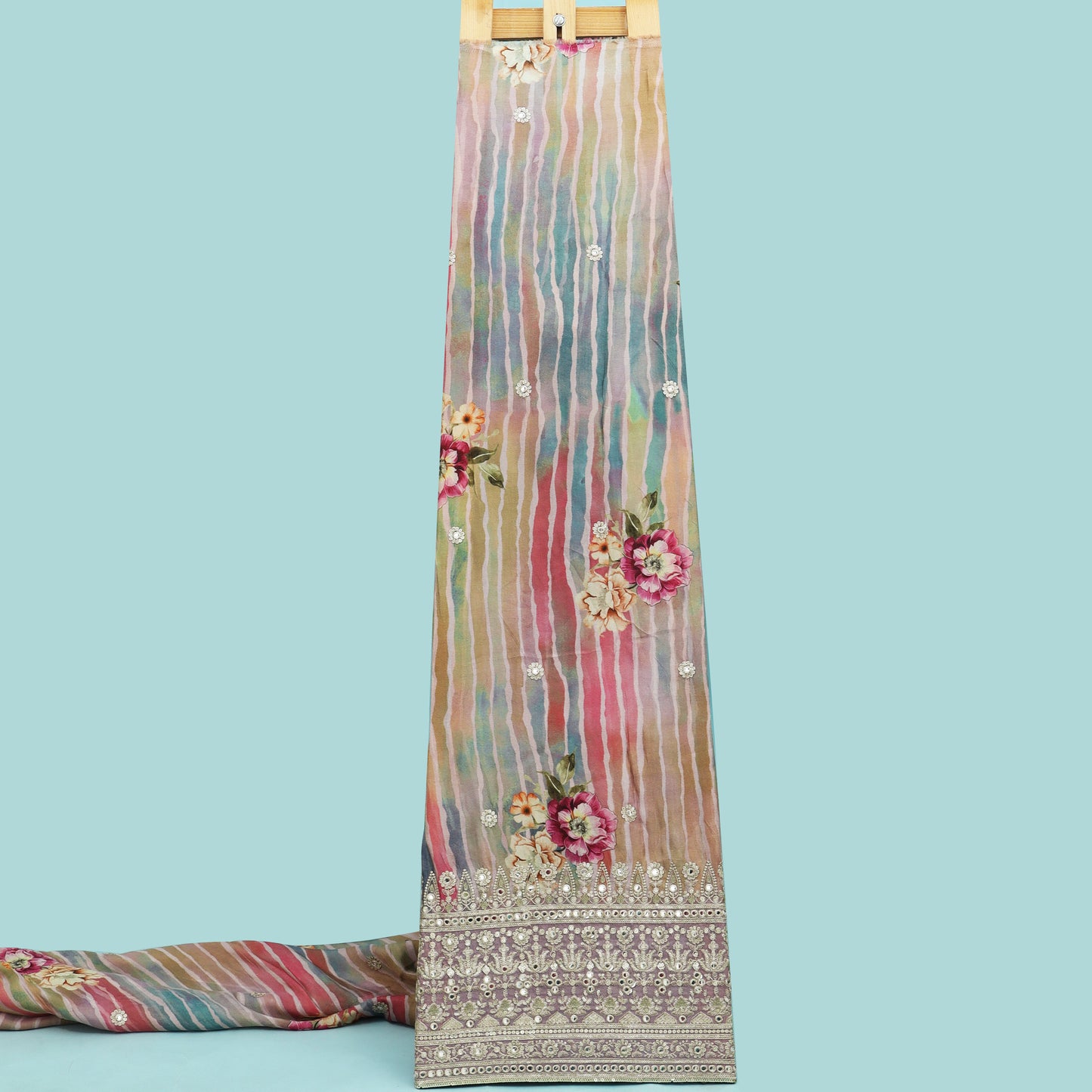 Multicolor Tissue Print Embroidery Fabric