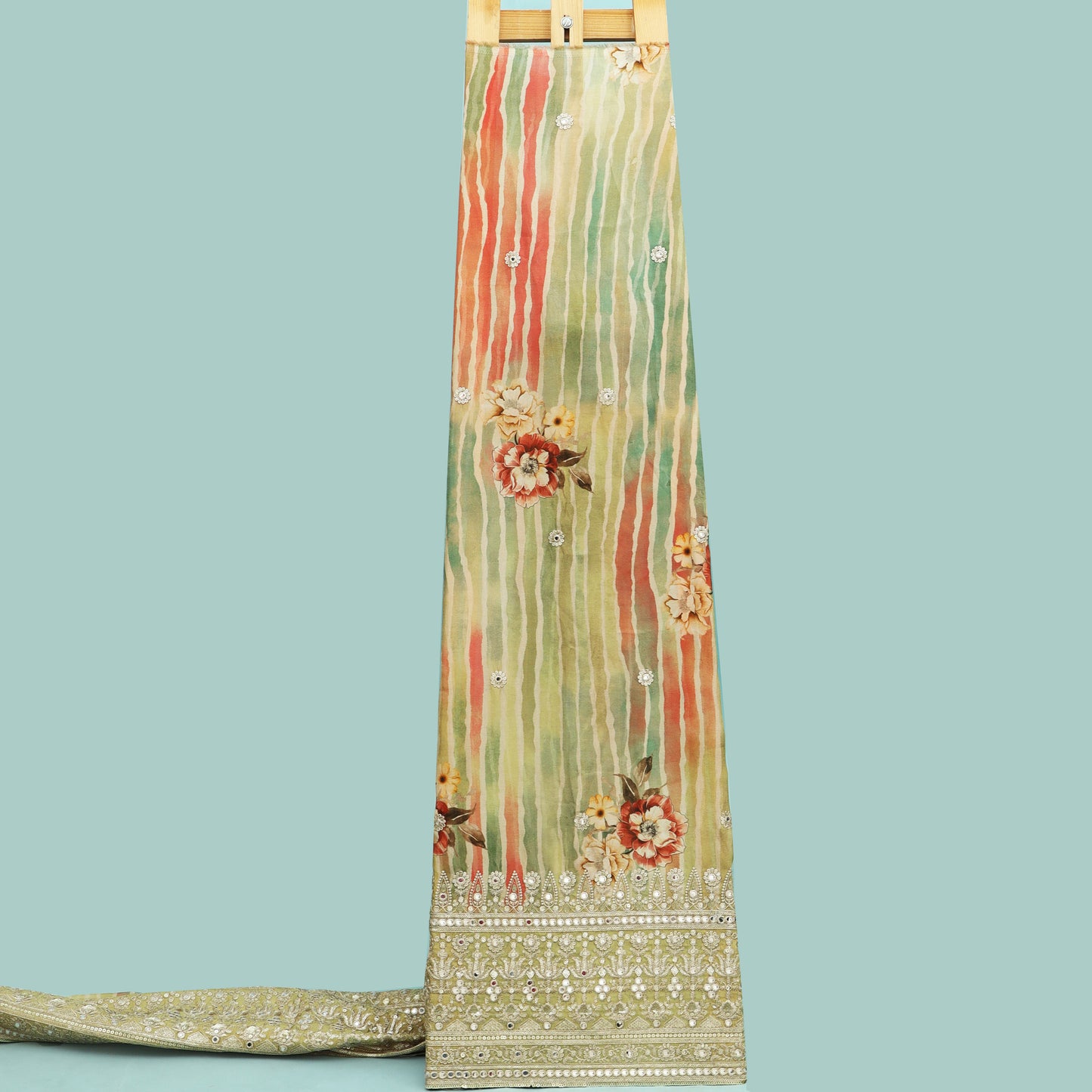 Multicolor Tissue Print Embroidery Fabric