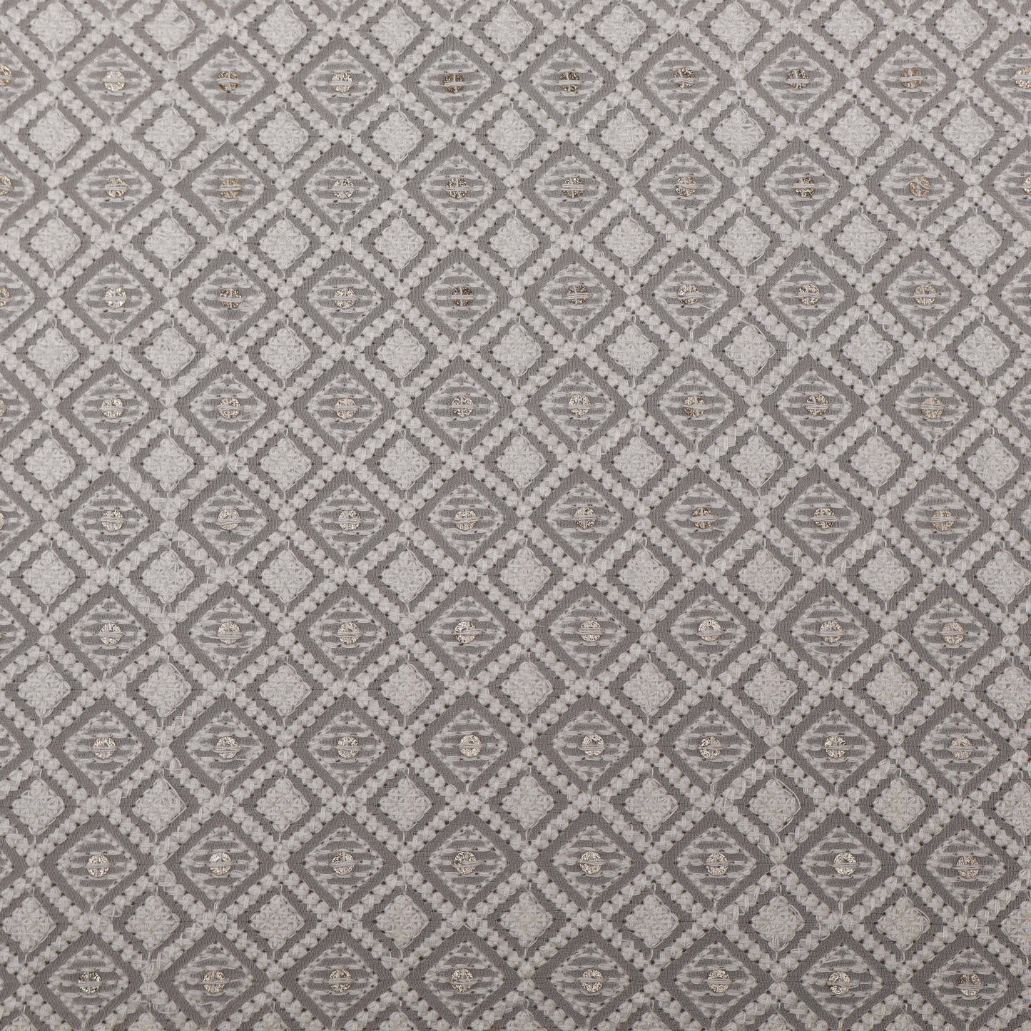 White Color Georgette Embroidery Fabric