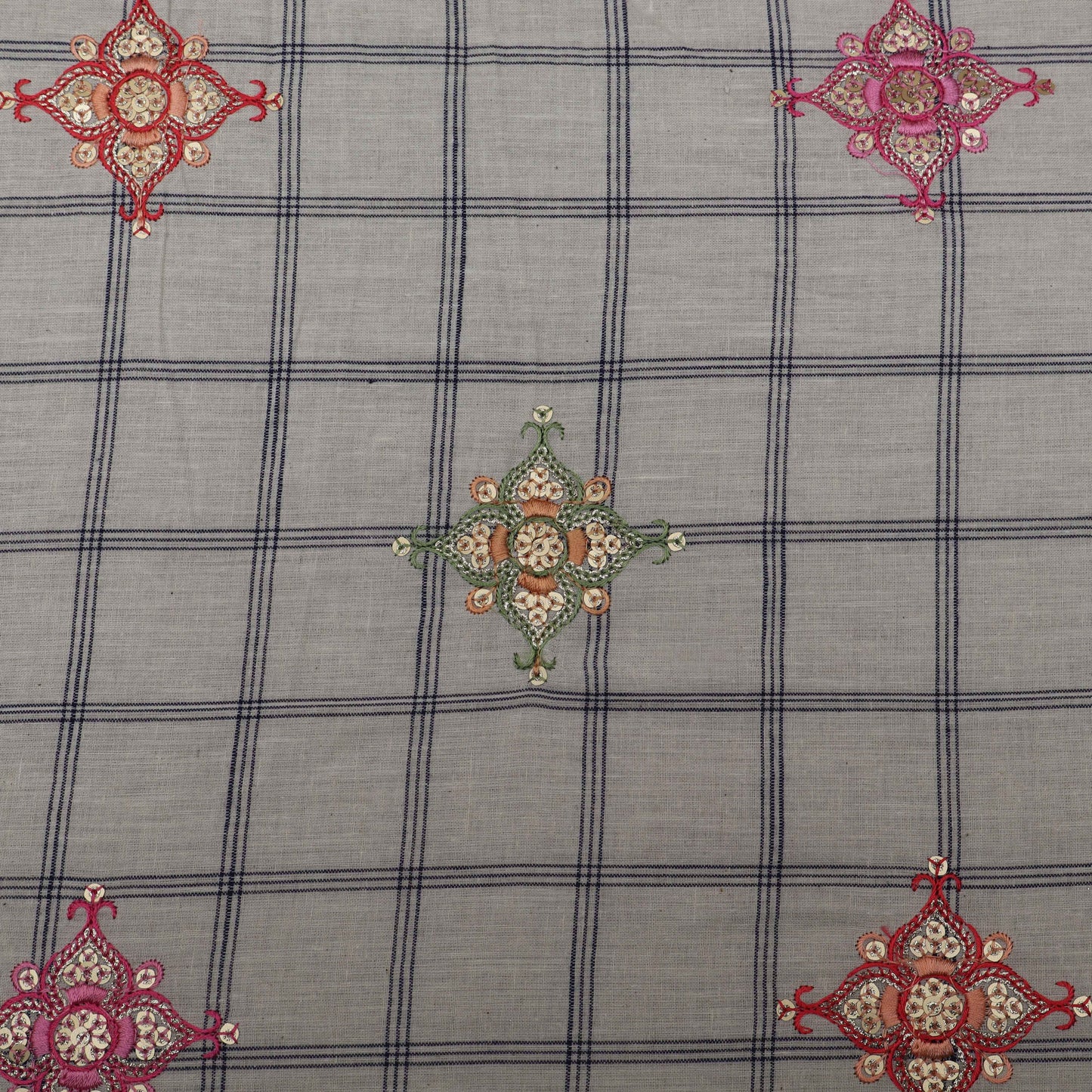 Cotton Check Embroidery Fabric