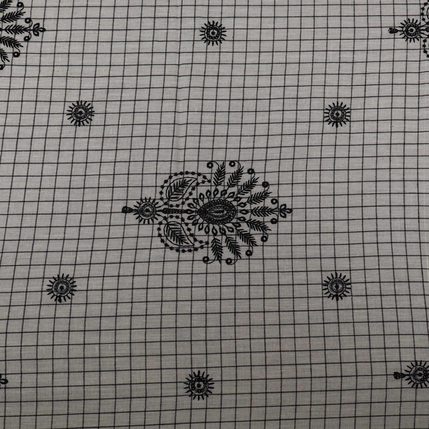 Cotton Check Embroidery Fabric