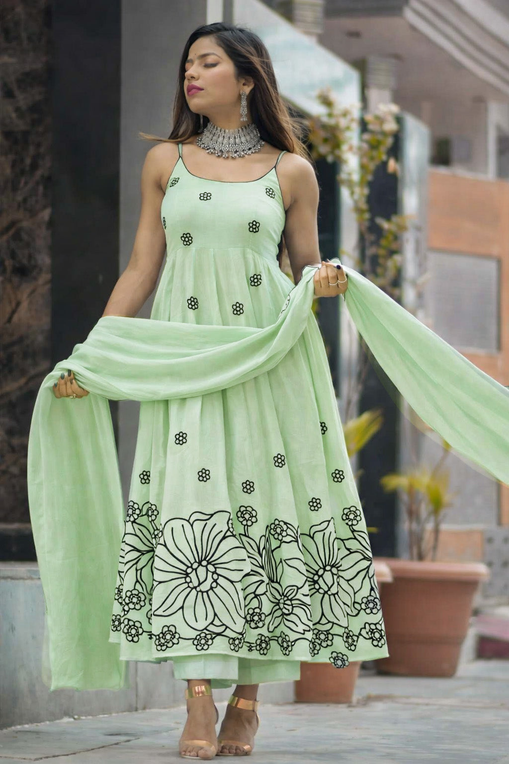 Mul Chanderi Embroidery Fabric