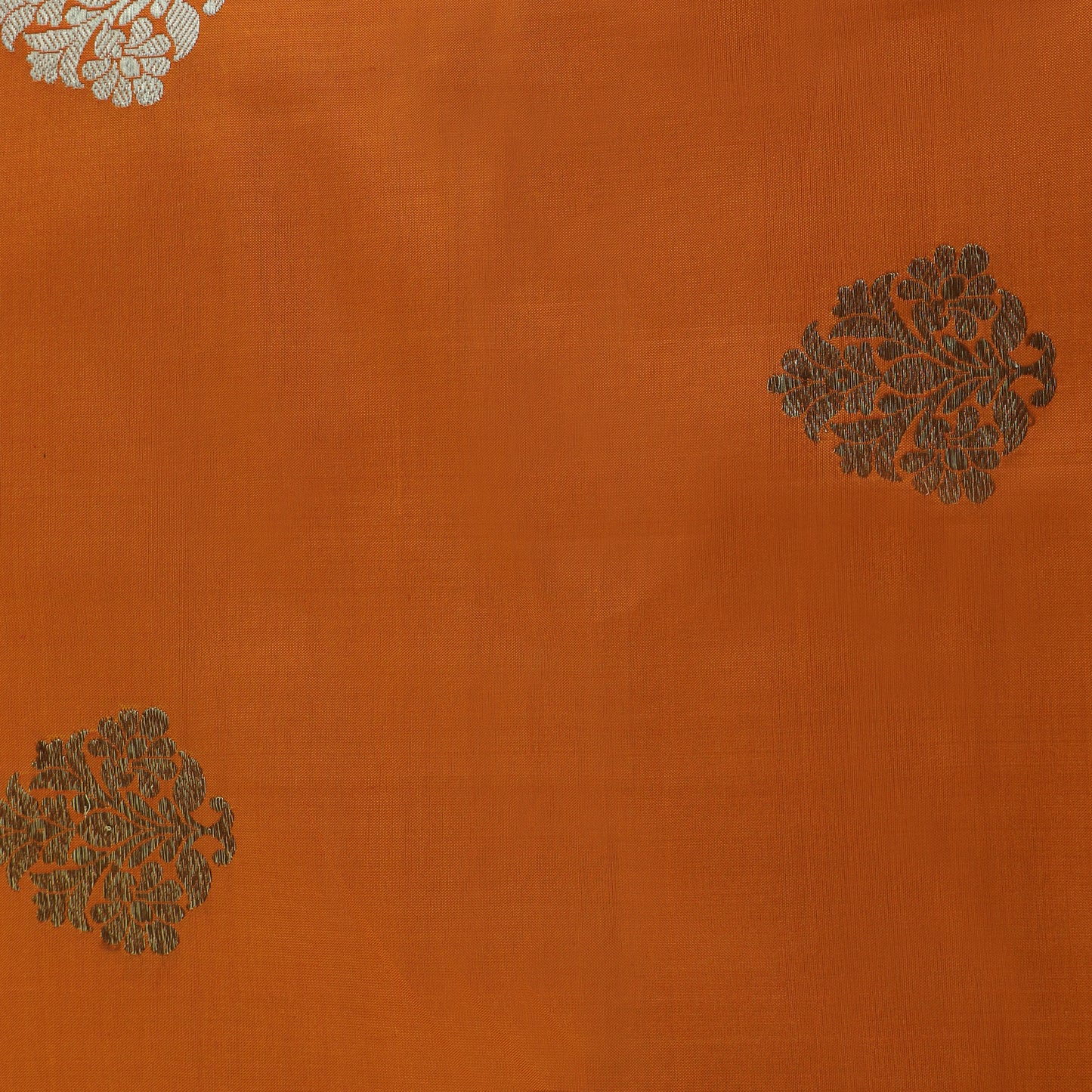 Orange Color Pure Brocade Fabric
