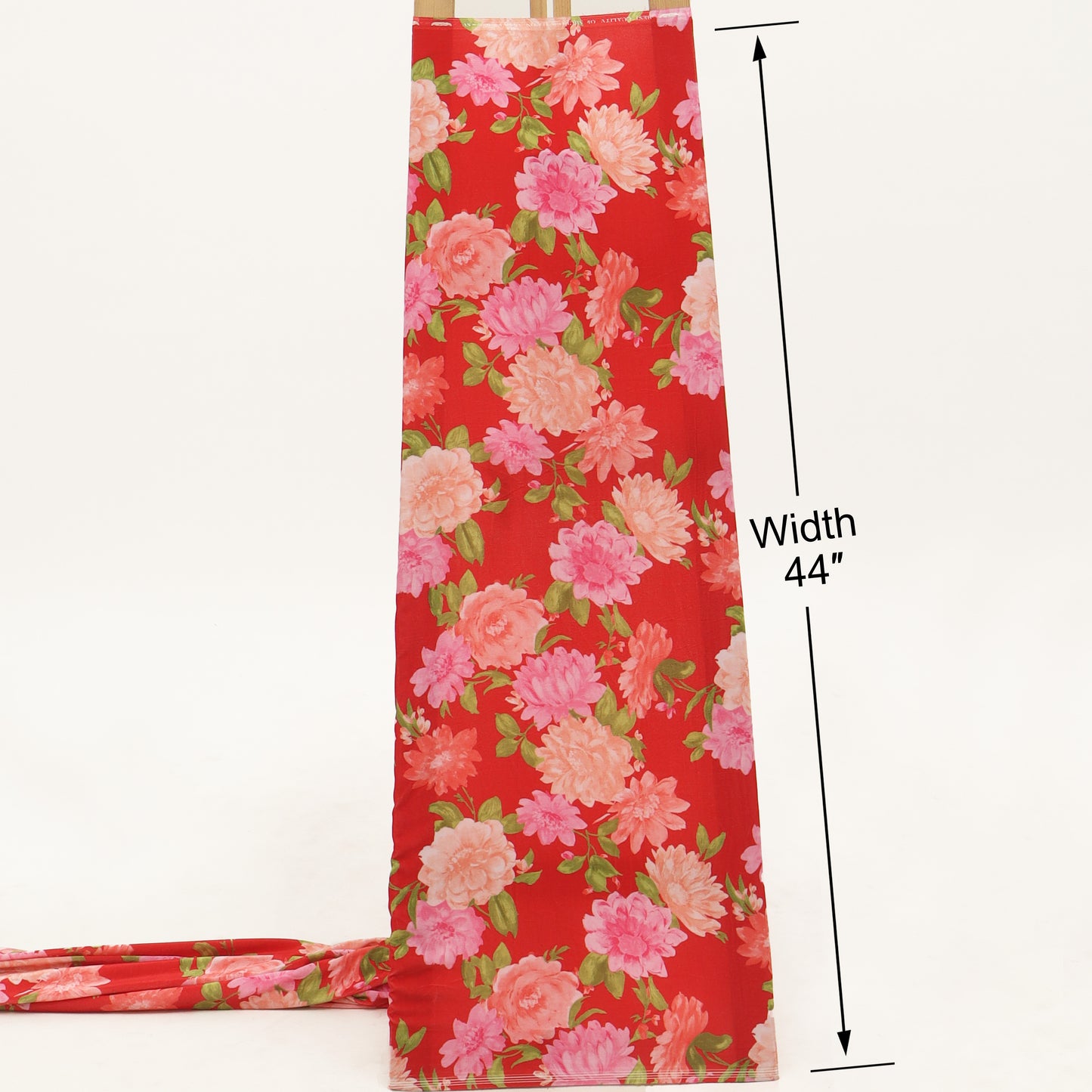 Red Floral Velvet Print Fabric