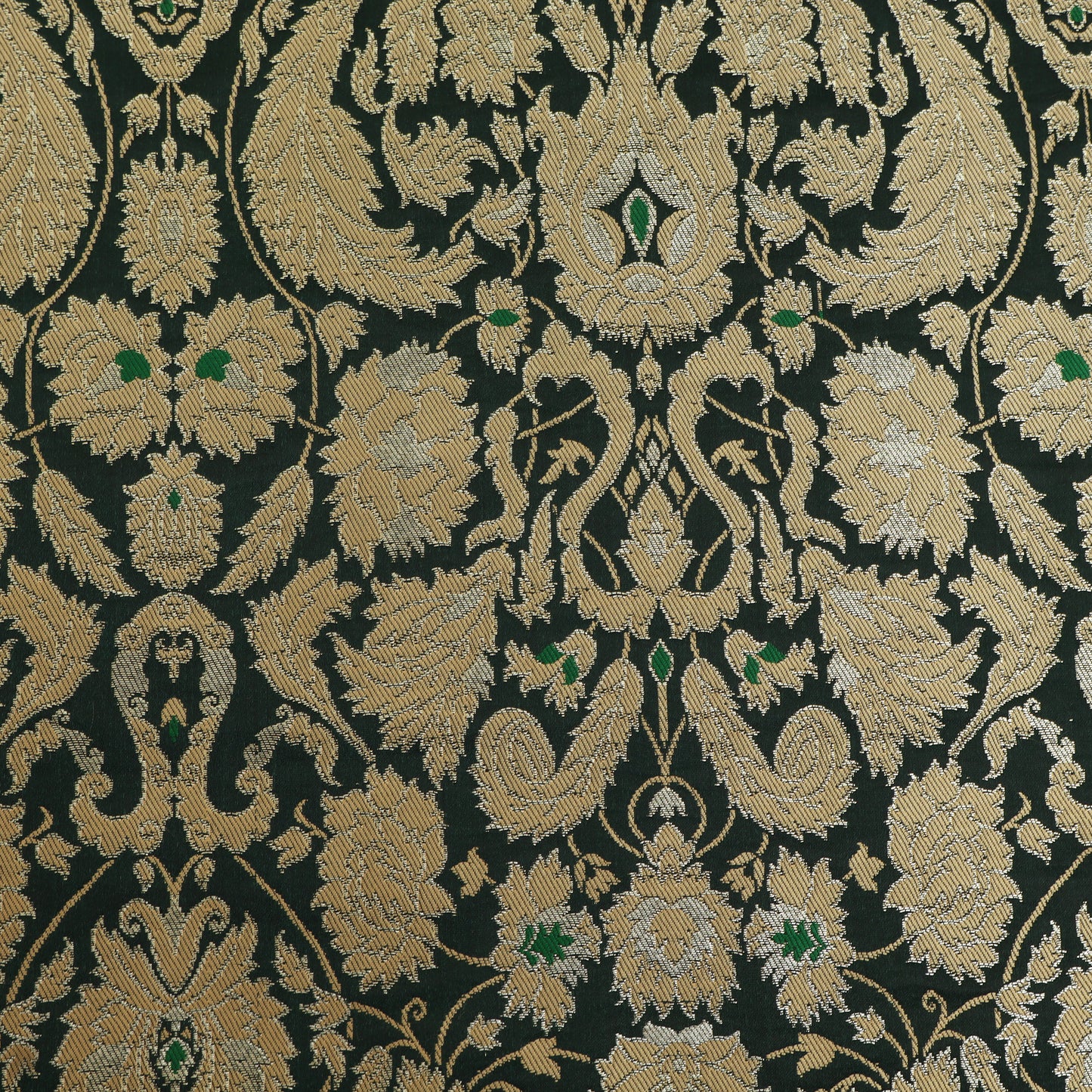 Bottle Green Color Kimkhab Brocade Fabric