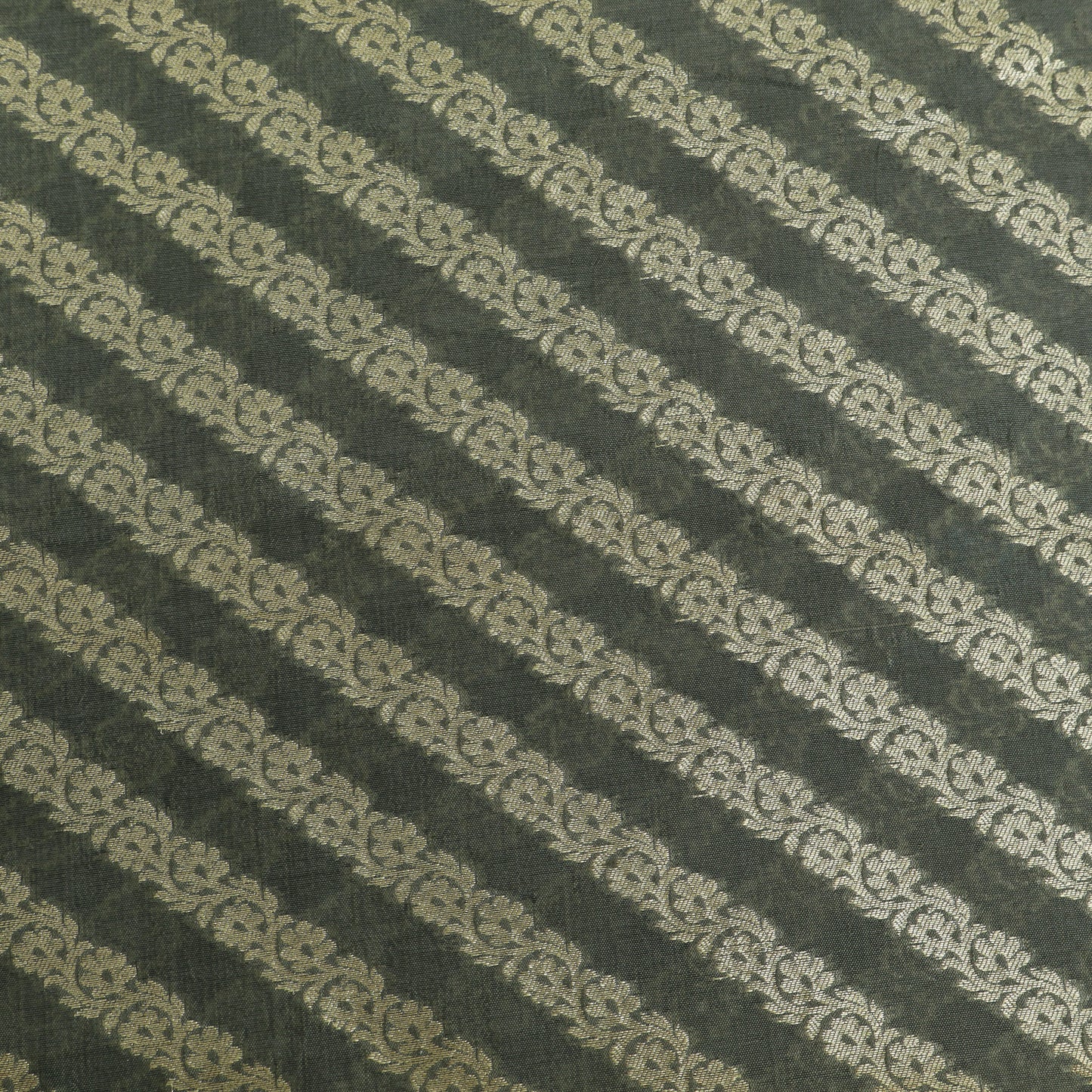 Grey Color Pure Brocade Fabric