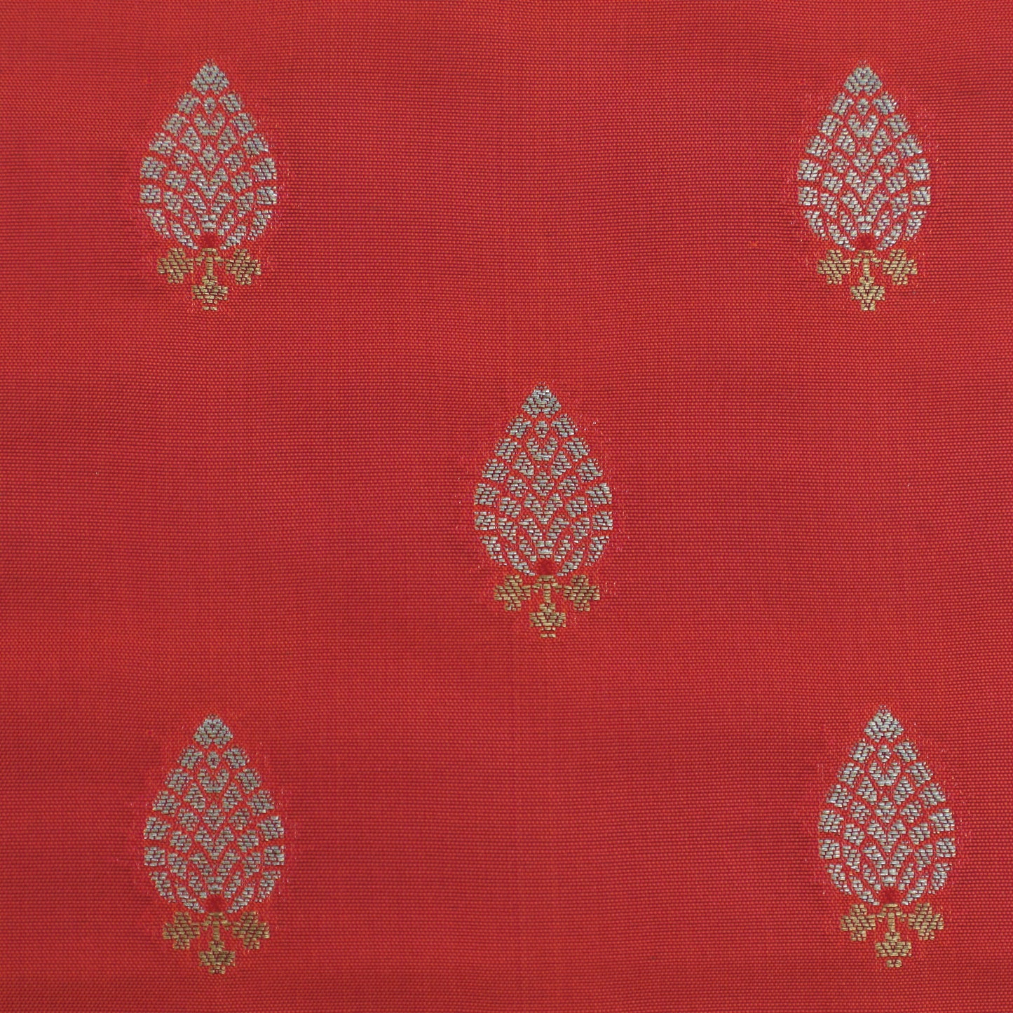 Red Color Meena Brocade Fabric