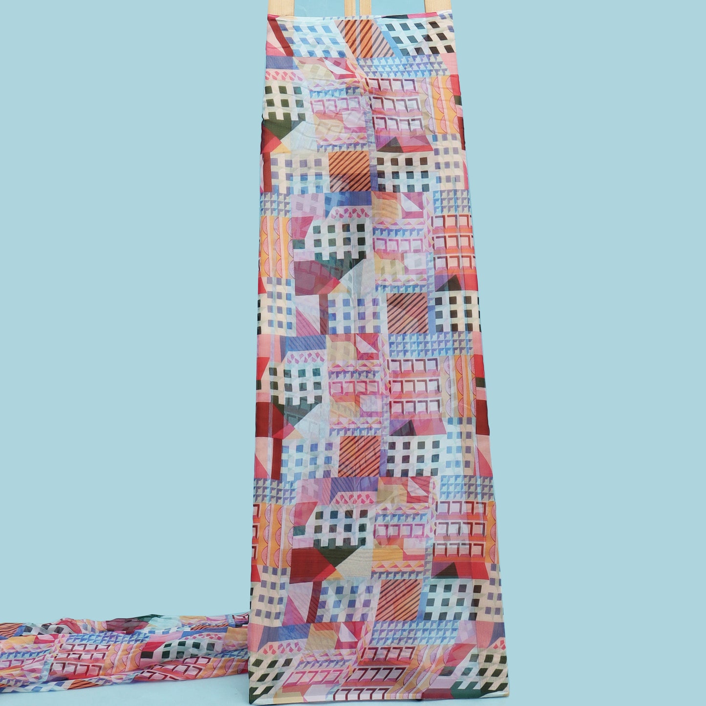 Multicolor Organza Print Fabric