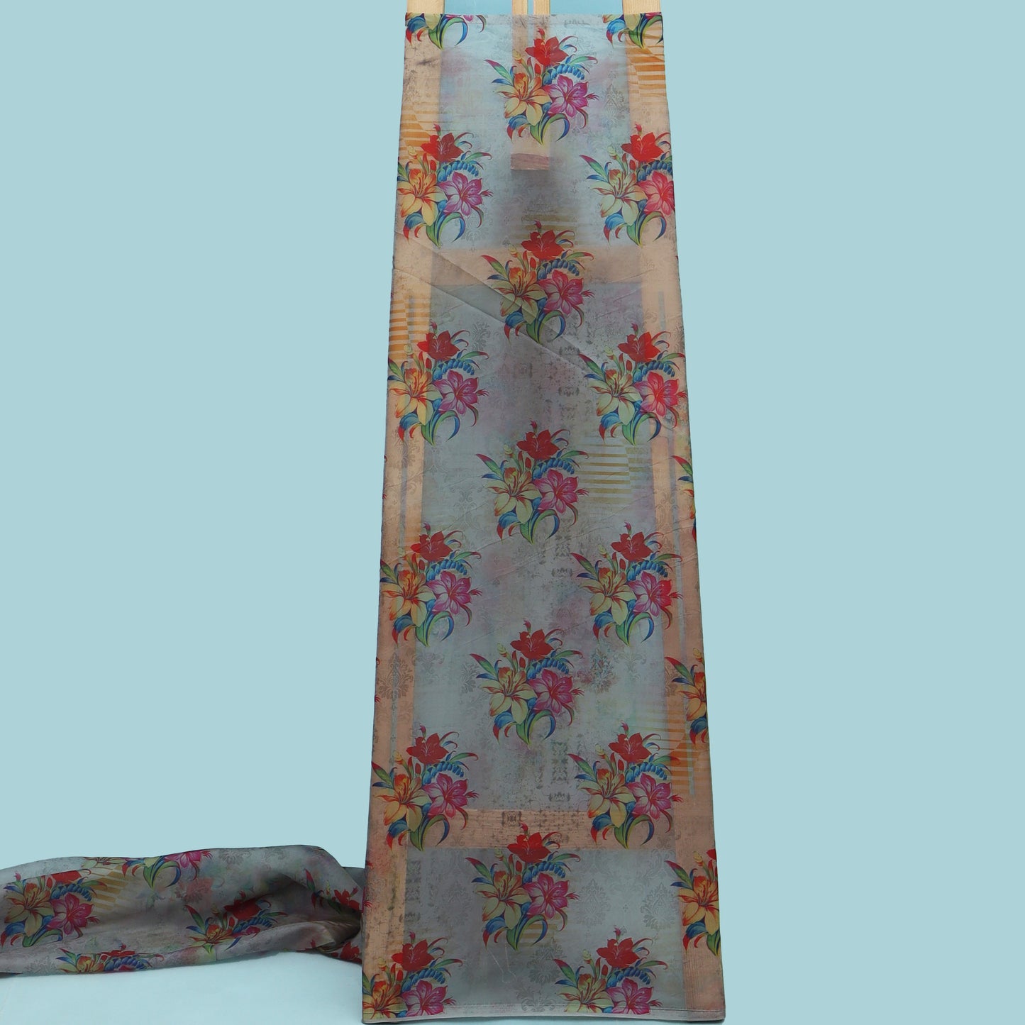 Multicolor Satin Organza Print Fabric